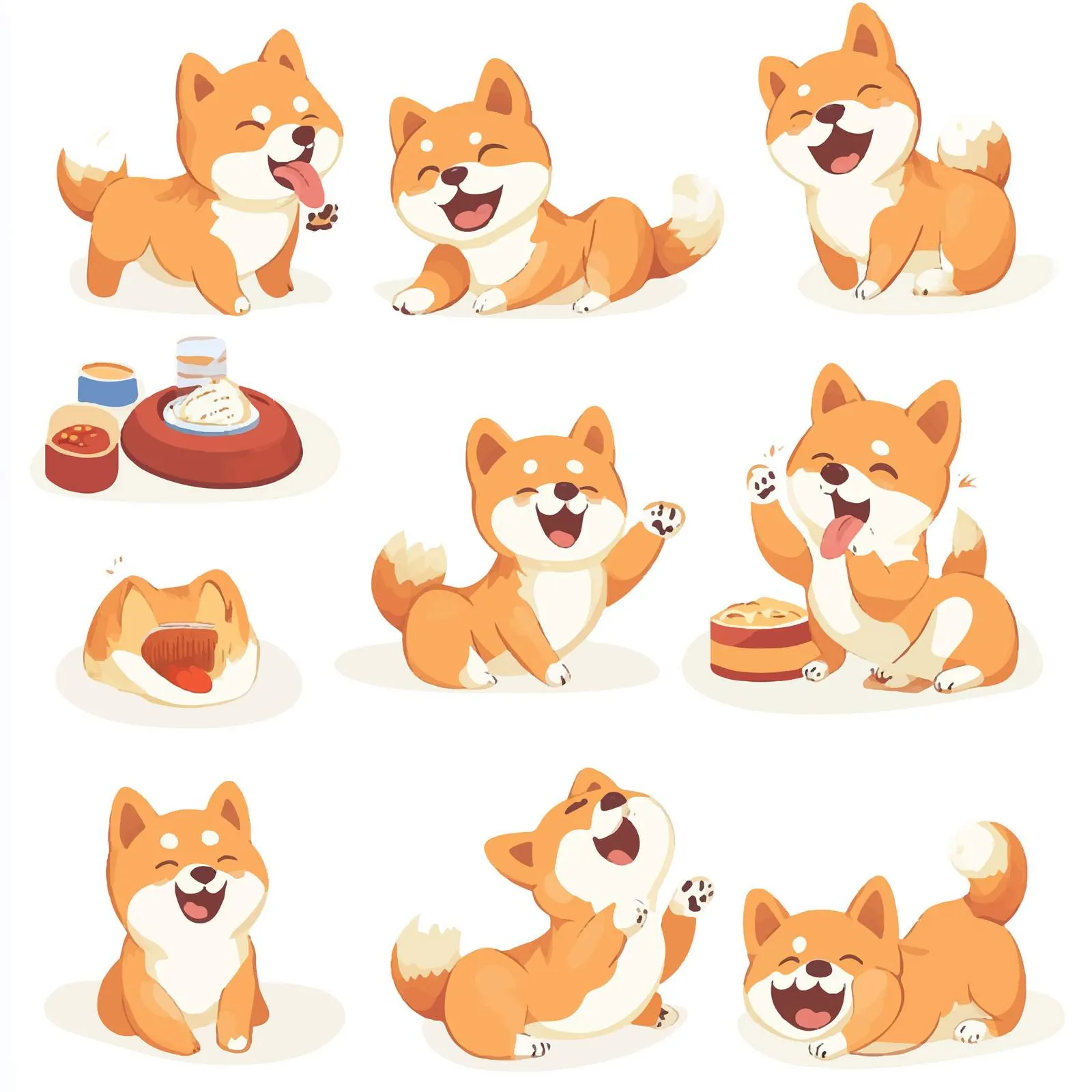 Dogs Engaging in Daily Activities on White Background – free dog portraits image from Dotvec