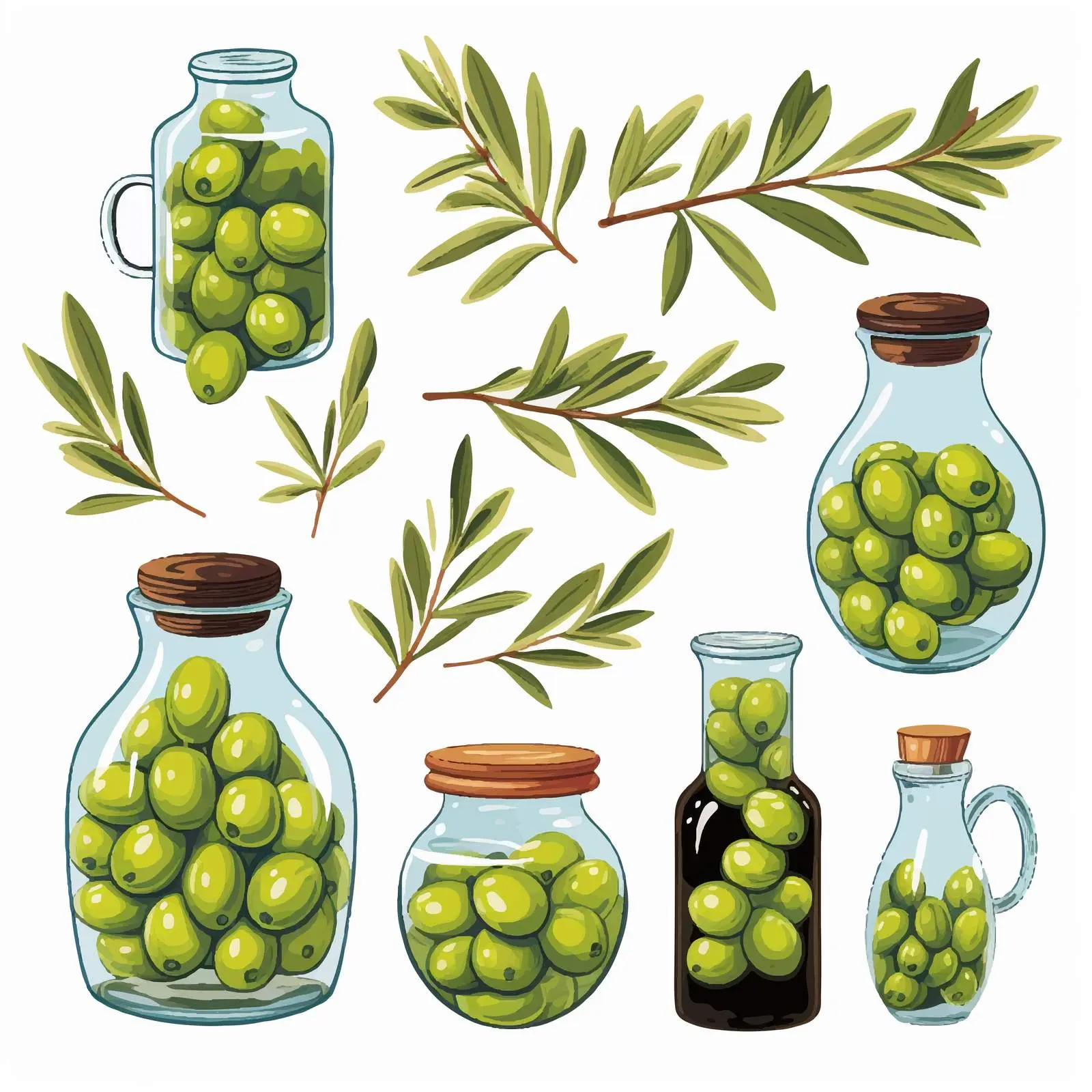 Olive Tree Branches Vector Drawings – free leafy branches image from Dotvec