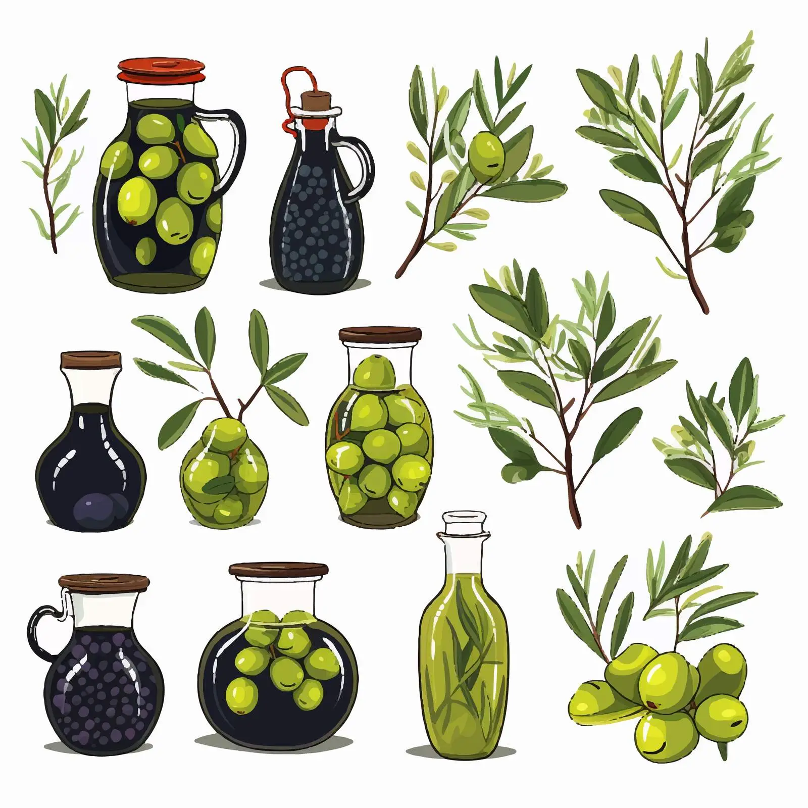 Olive Tree Branches with Leaves Vectors — free download from Dotvec