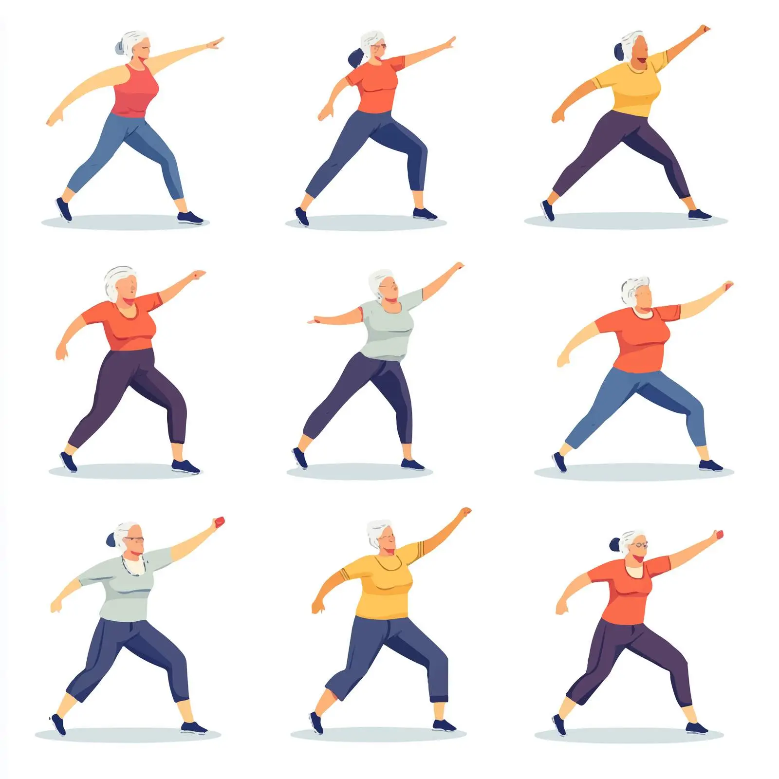 Cartoon Style Elderly People Exercising — free download from Dotvec