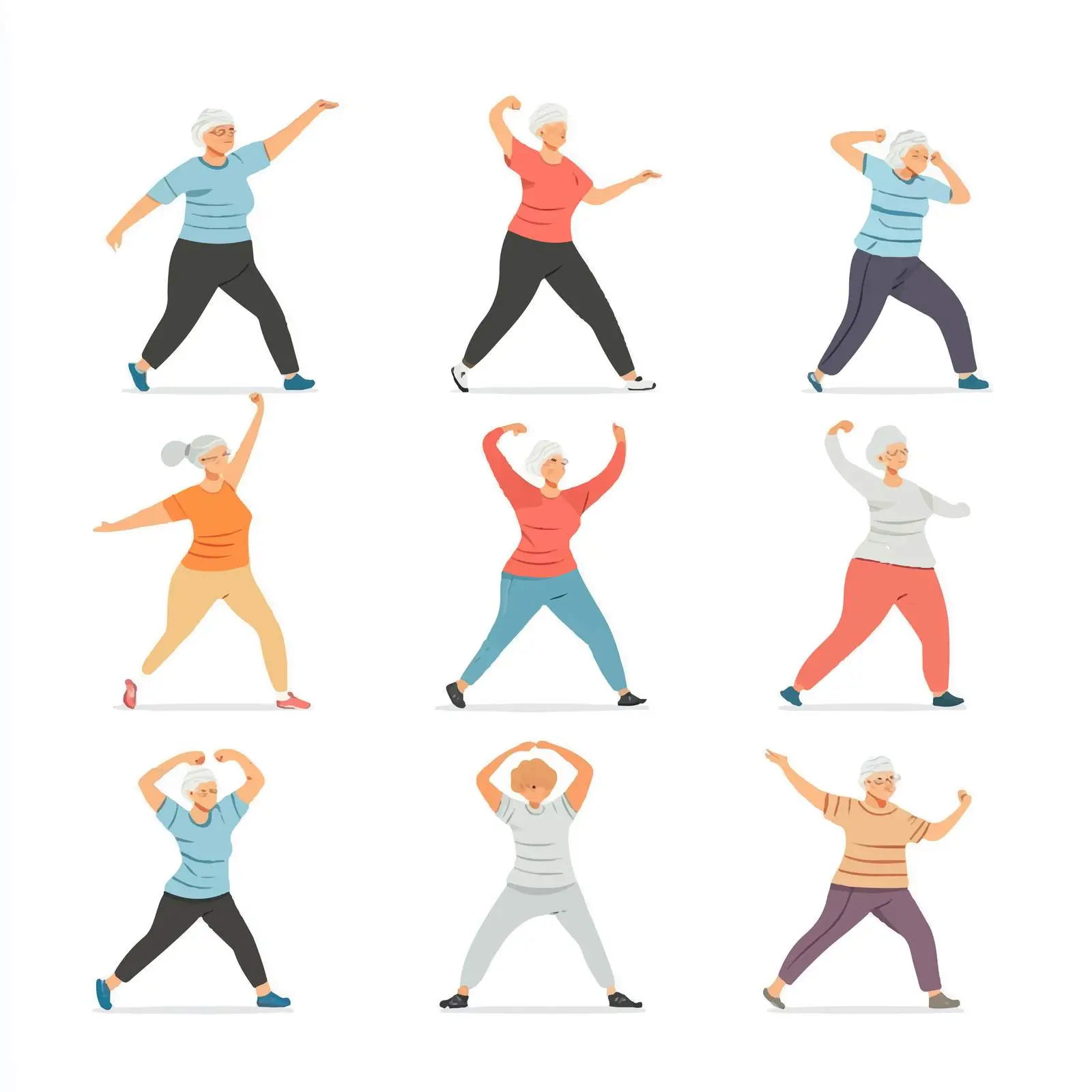 Elderly Exercising in Cartoon Style — free download from Dotvec