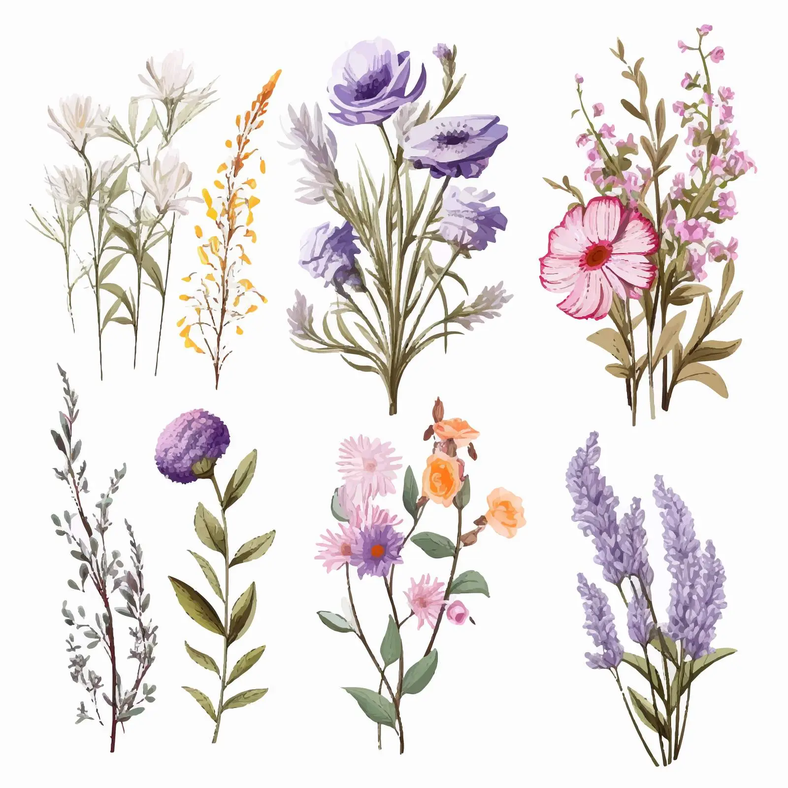 Elegant Wild Meadow Bouquets and Bunches – free flower details image from Dotvec