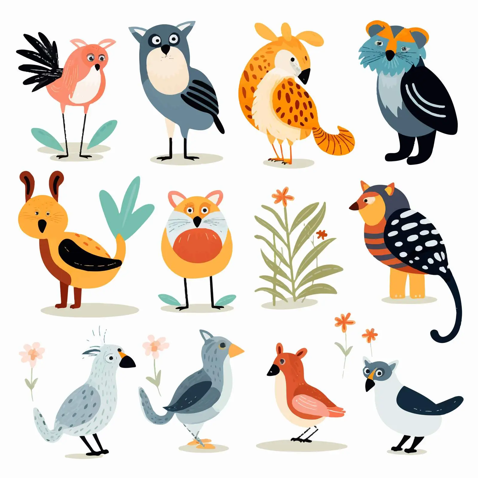Exotic Animals and Birds in Savannah Vectors — free download from Dotvec