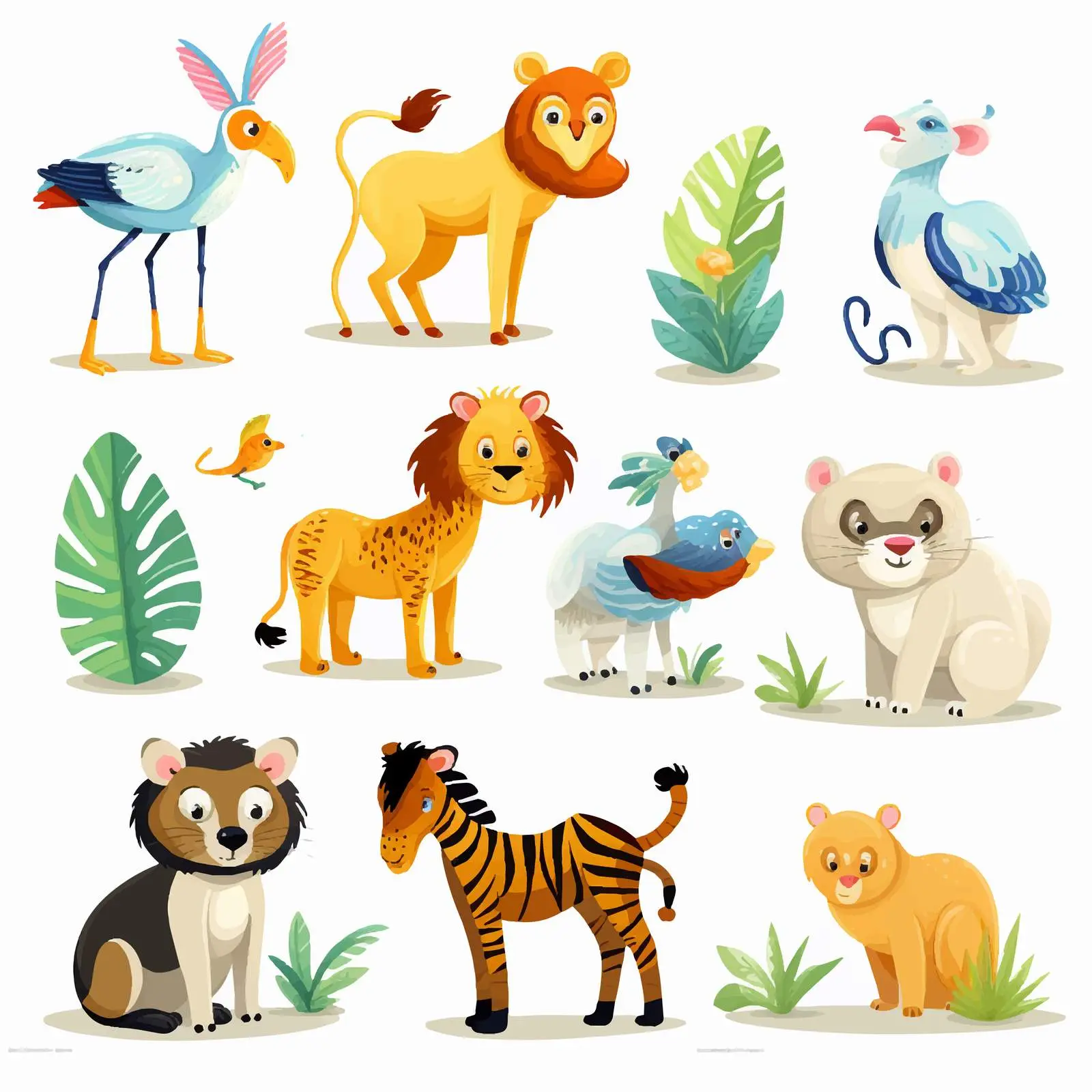 Exotic Animals and Birds in the Savannah — free download from Dotvec