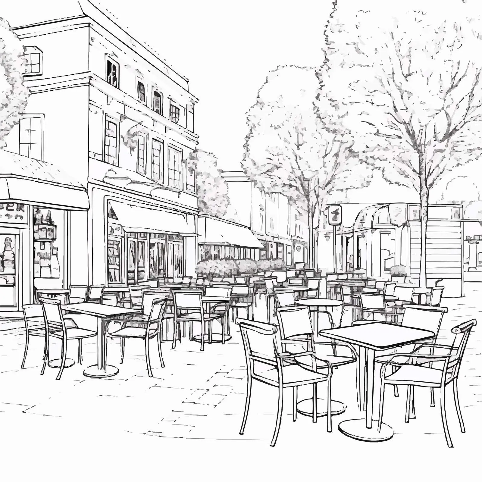 Freehand Sketches of Outdoor Cafes and Restaurants — free download from Dotvec