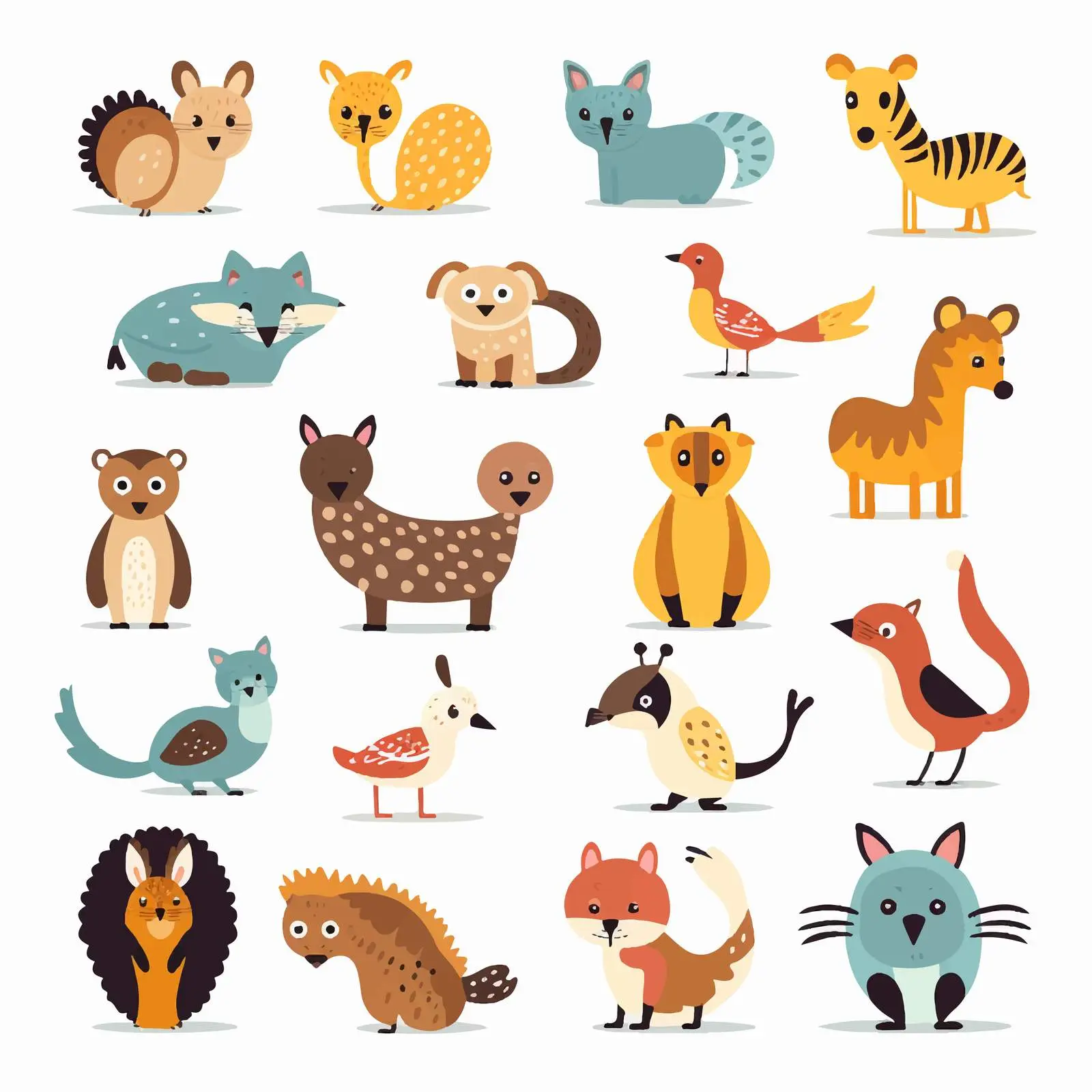 Funny Adorable Wild and Domestic Animal Vectors — free download from Dotvec