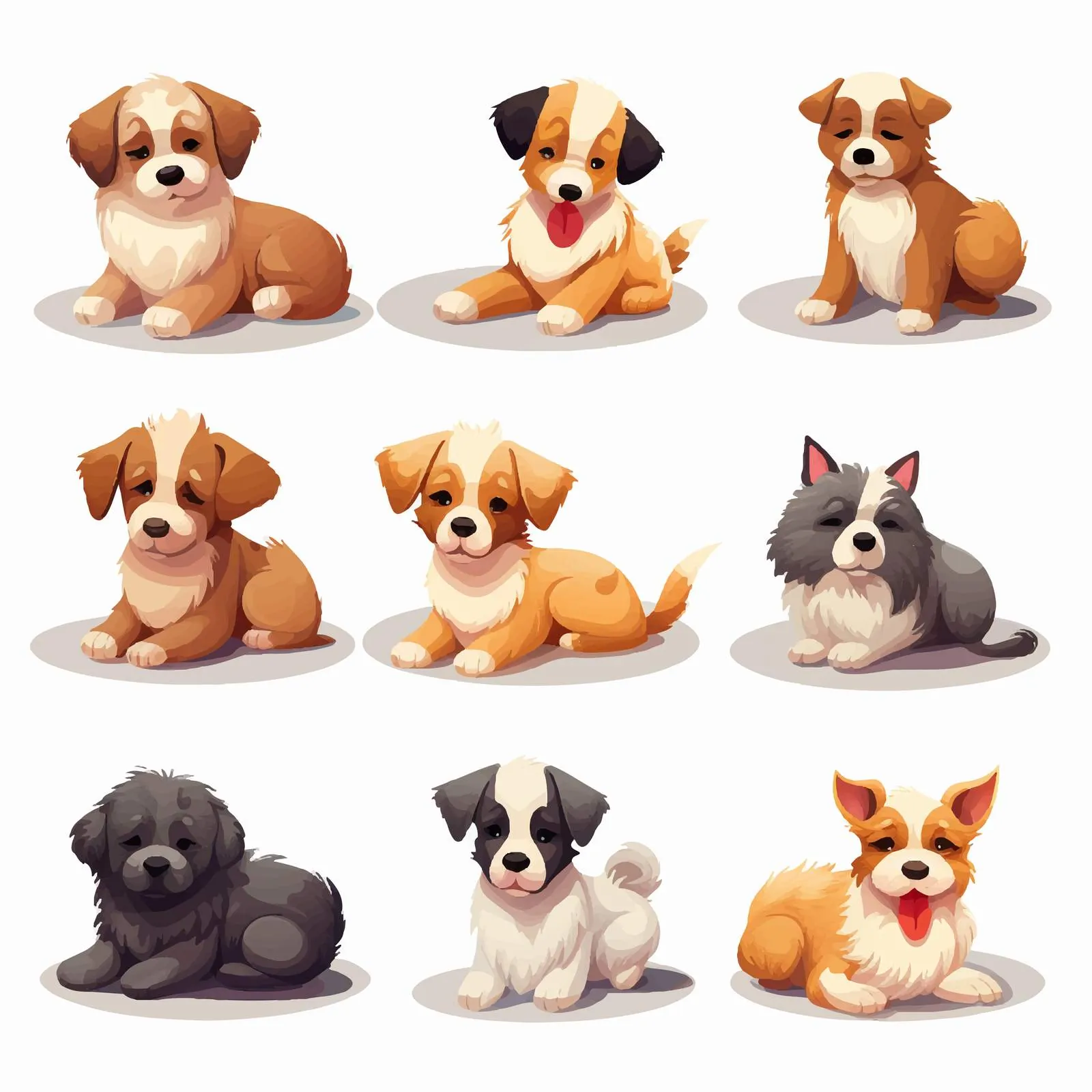 Funny Dogs Playing and Sleeping in Various Breeds — free download from Dotvec