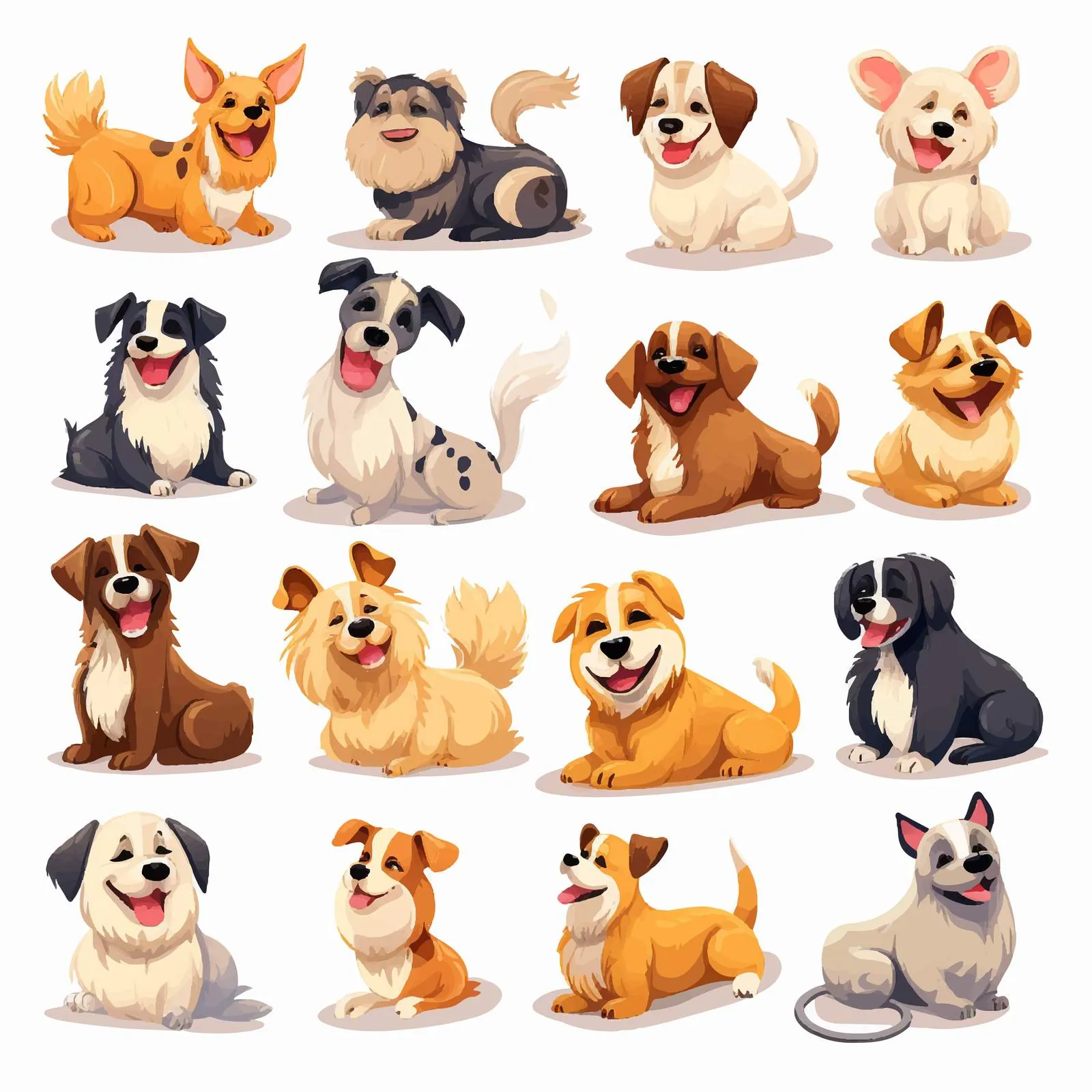 Funny Dogs Playing and Sleeping in Vectors – free digital dog art image from Dotvec