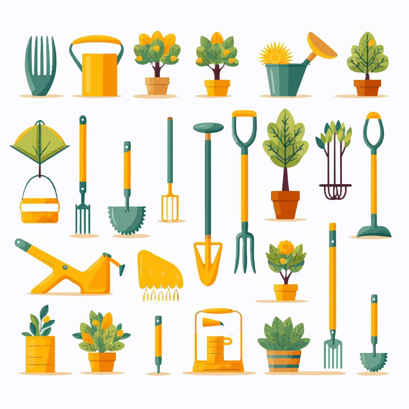 Gardening Tools Collection on White Background — free download from Dotvec