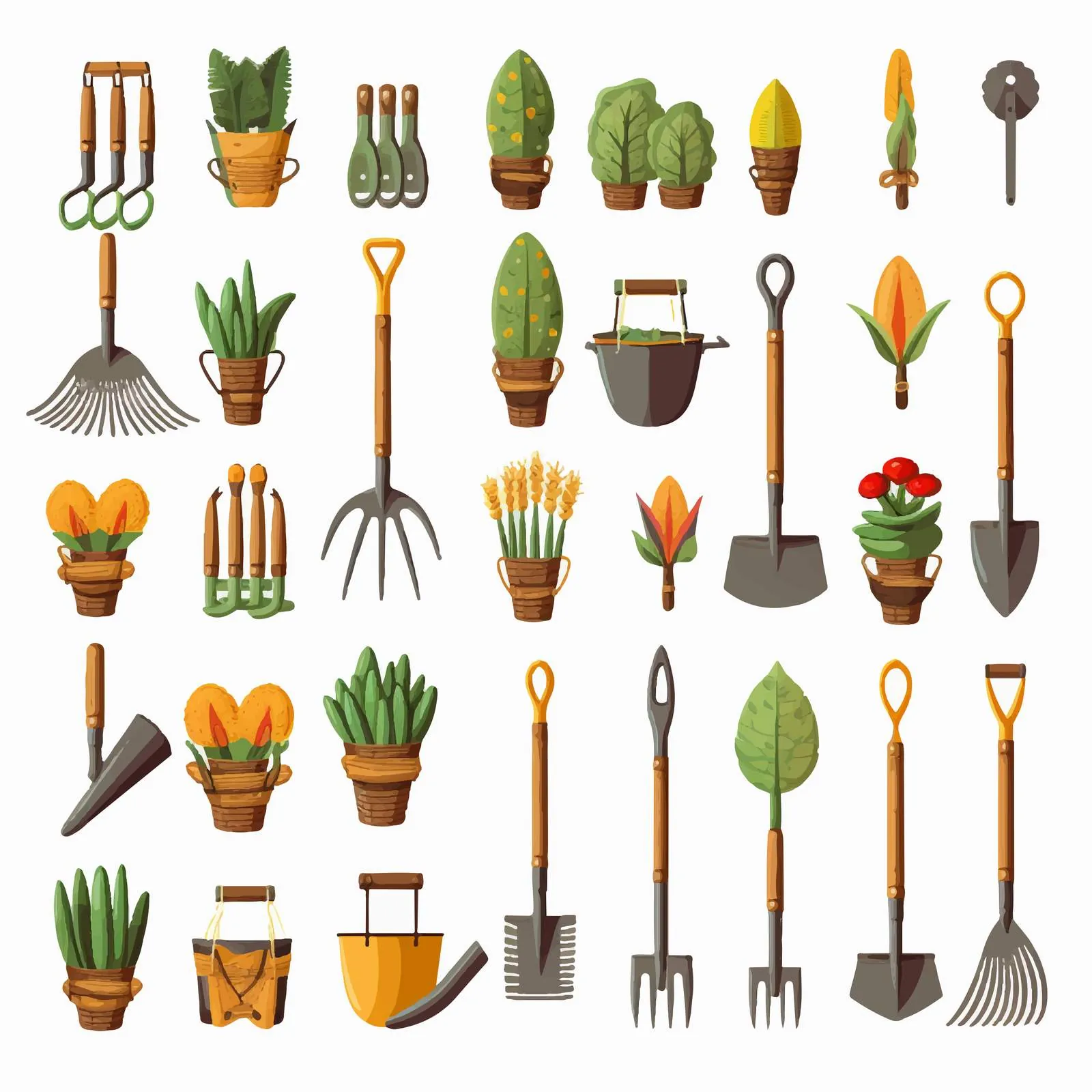 Isolated Gardening Tools on White Background — free download from Dotvec