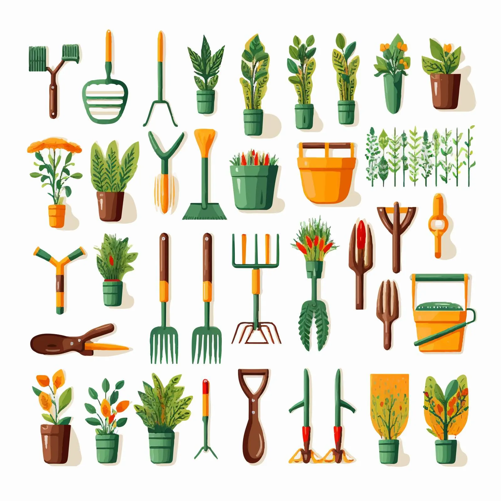 Gardening Tools Collection on White Background — free download from Dotvec