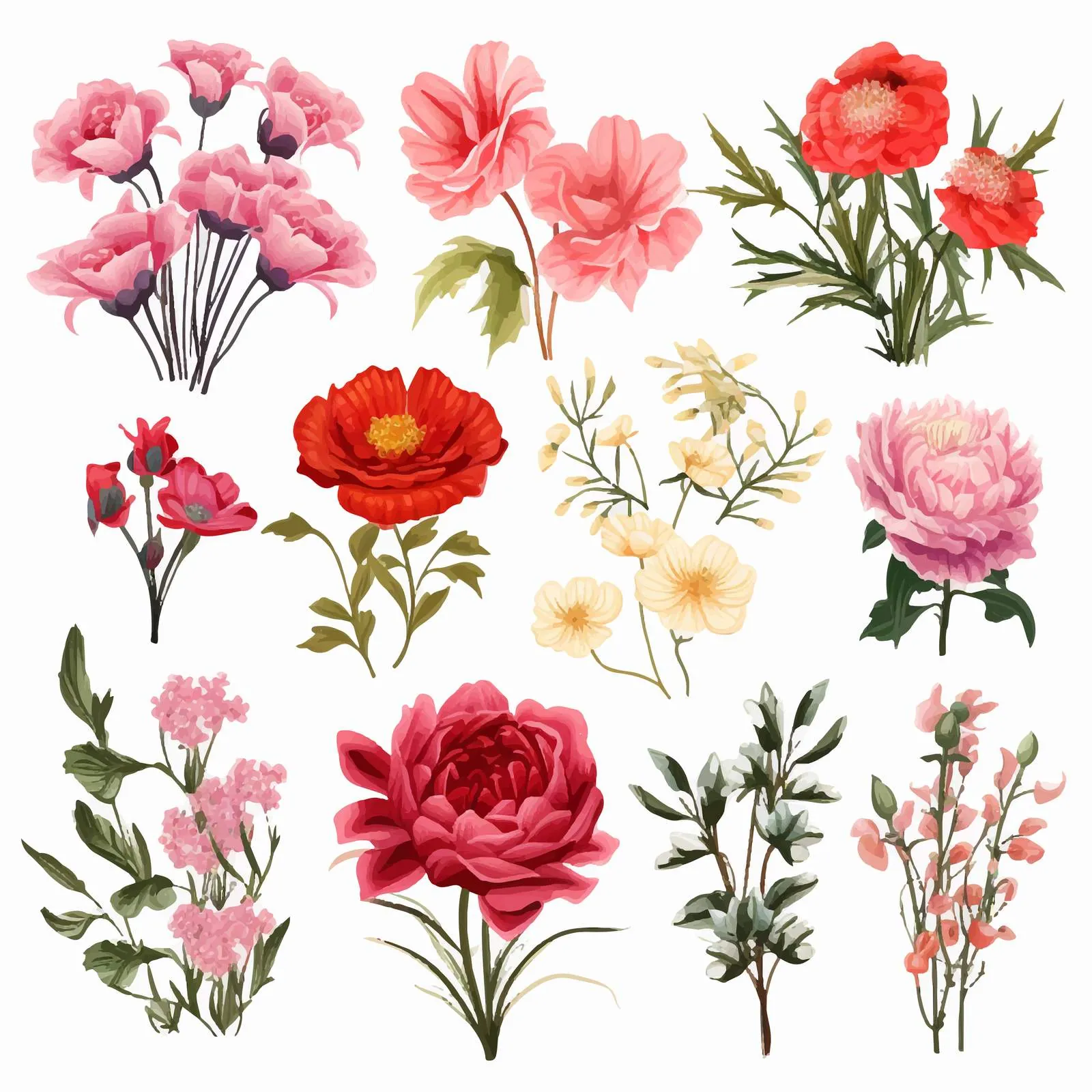 Beautiful Red and Pink Bouquet Vectors — free download from Dotvec