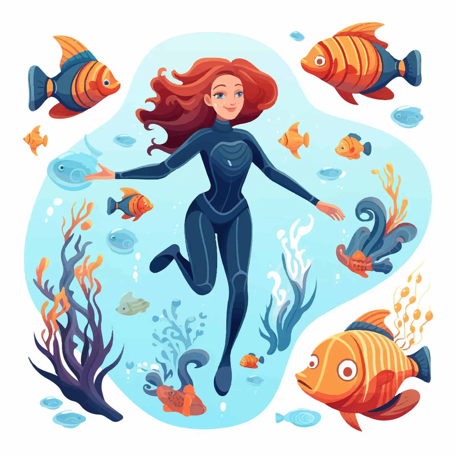Gorgeous Redhead Scuba Diver in Action – free red hair image from Dotvec