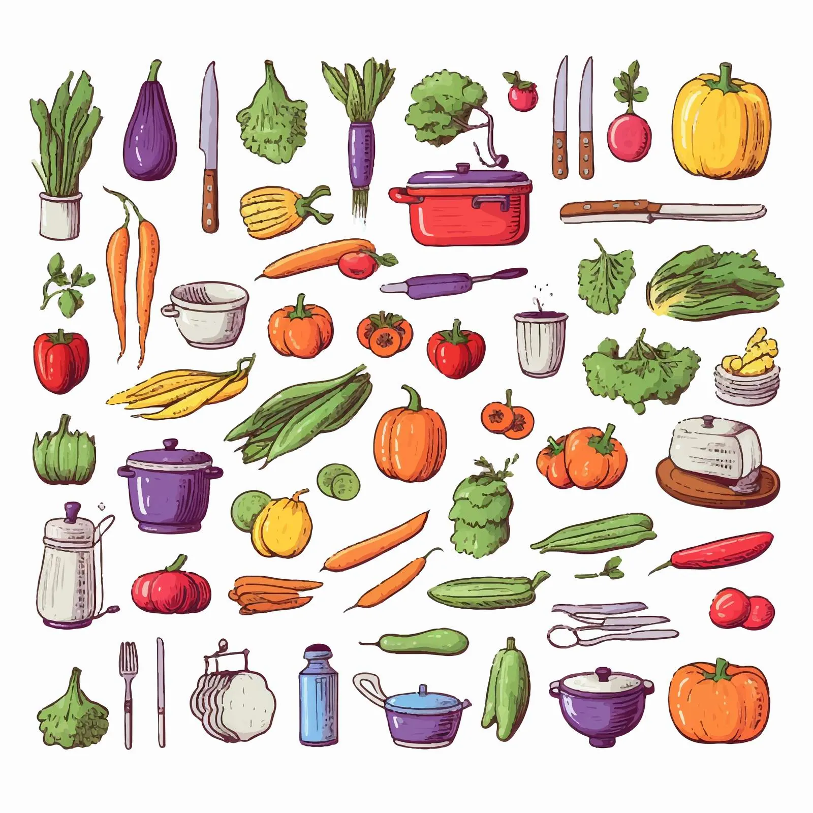 Hand-Drawn Kitchen Utensils Collection — free download from Dotvec