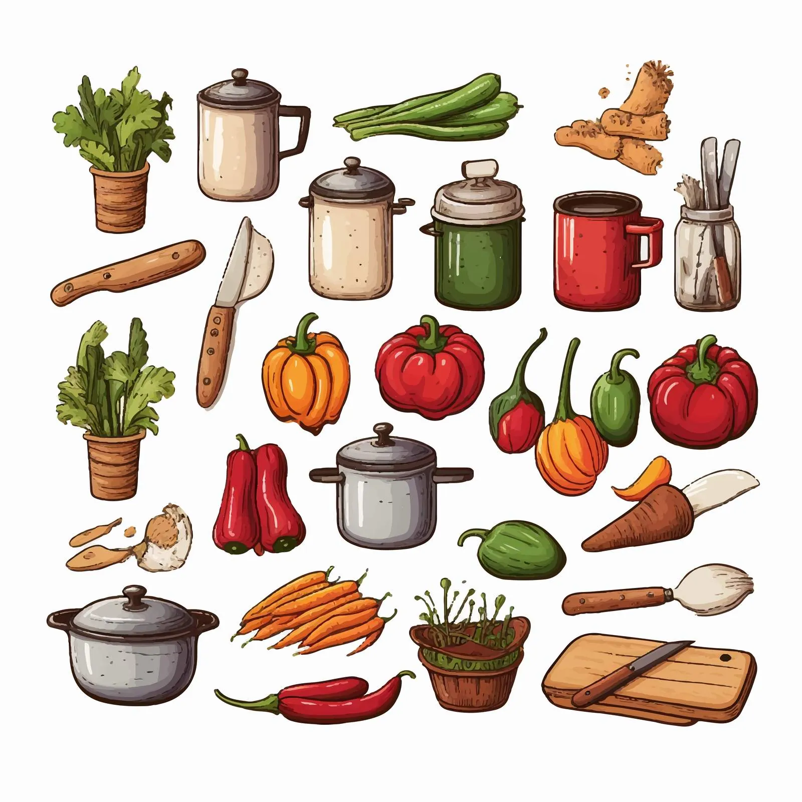 Hand-Drawn Kitchen Utensils Collection — free download from Dotvec