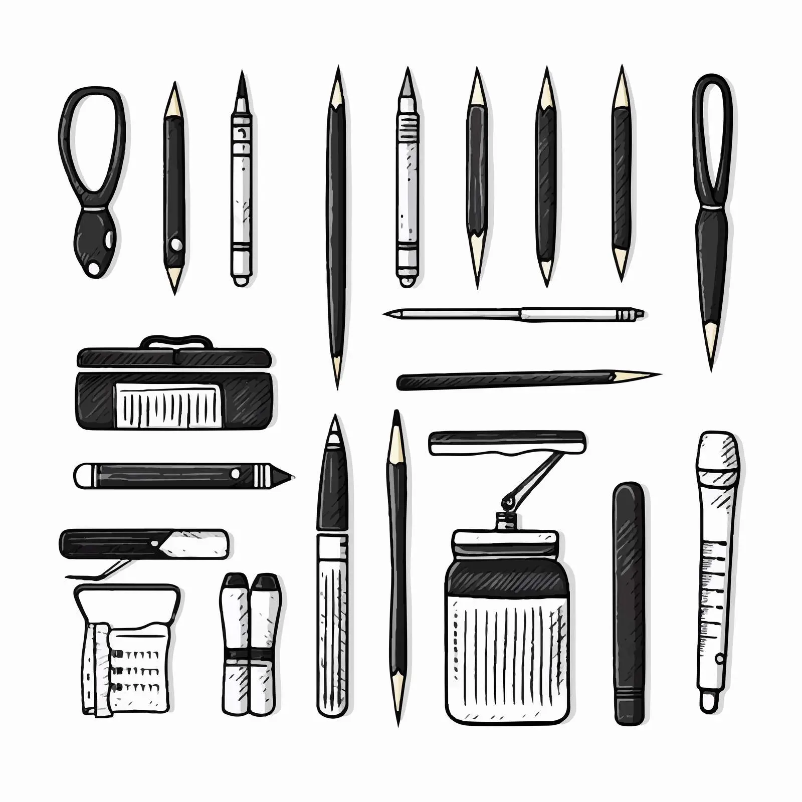 Hand-Drawn Stationery and Writing Utensils Set – free stationery collection image from Dotvec