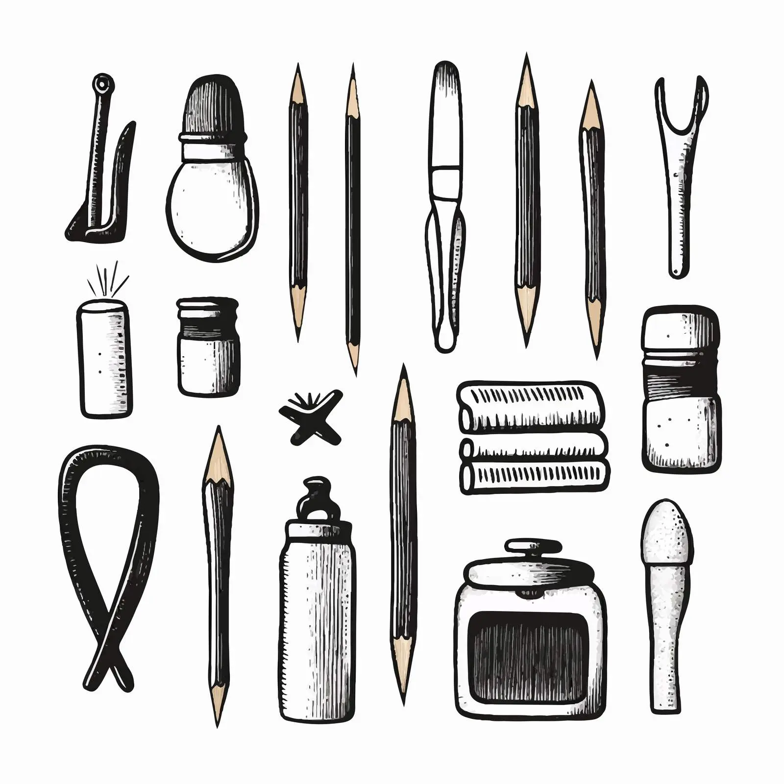 Hand-Drawn Stationery and Writing Utensils Collection – free stationery collection image from Dotvec