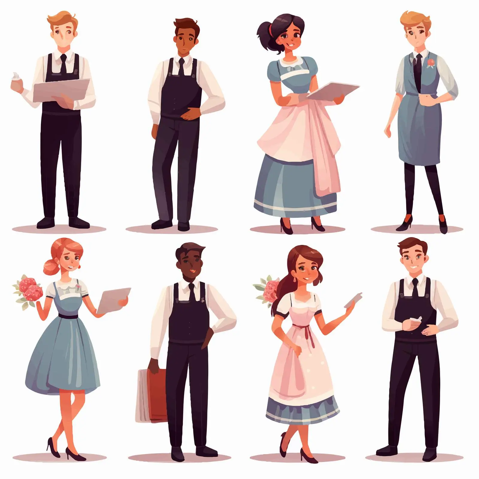 Hotel Staff Vector Collection: Receptionist and Housekeeping – free service illustration image from Dotvec