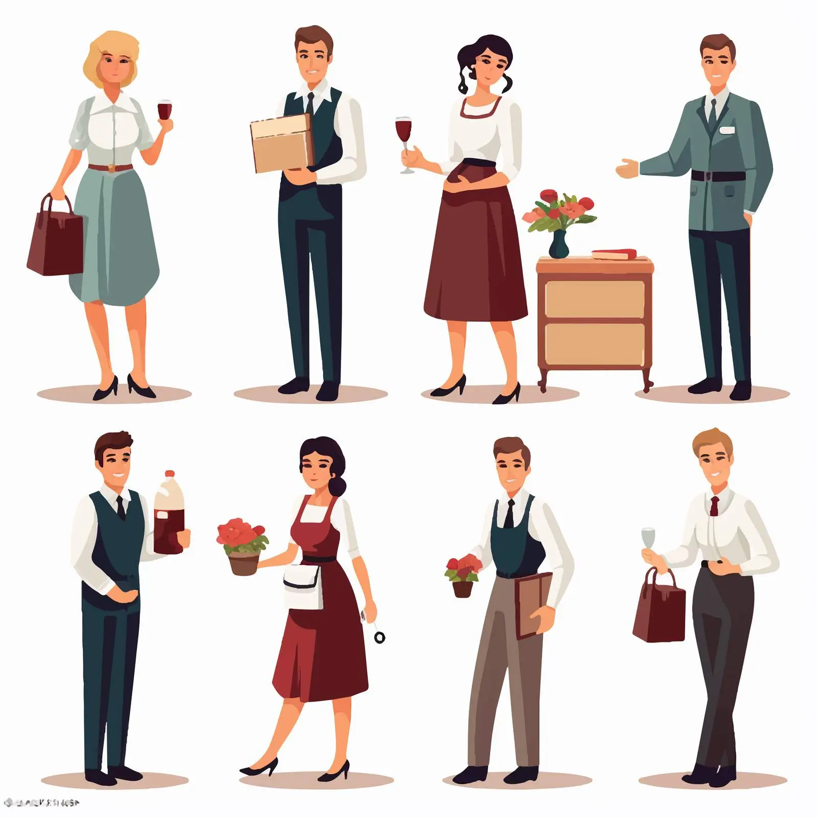 Diverse Hotel Staff Including Receptionist and Maid — free download from Dotvec