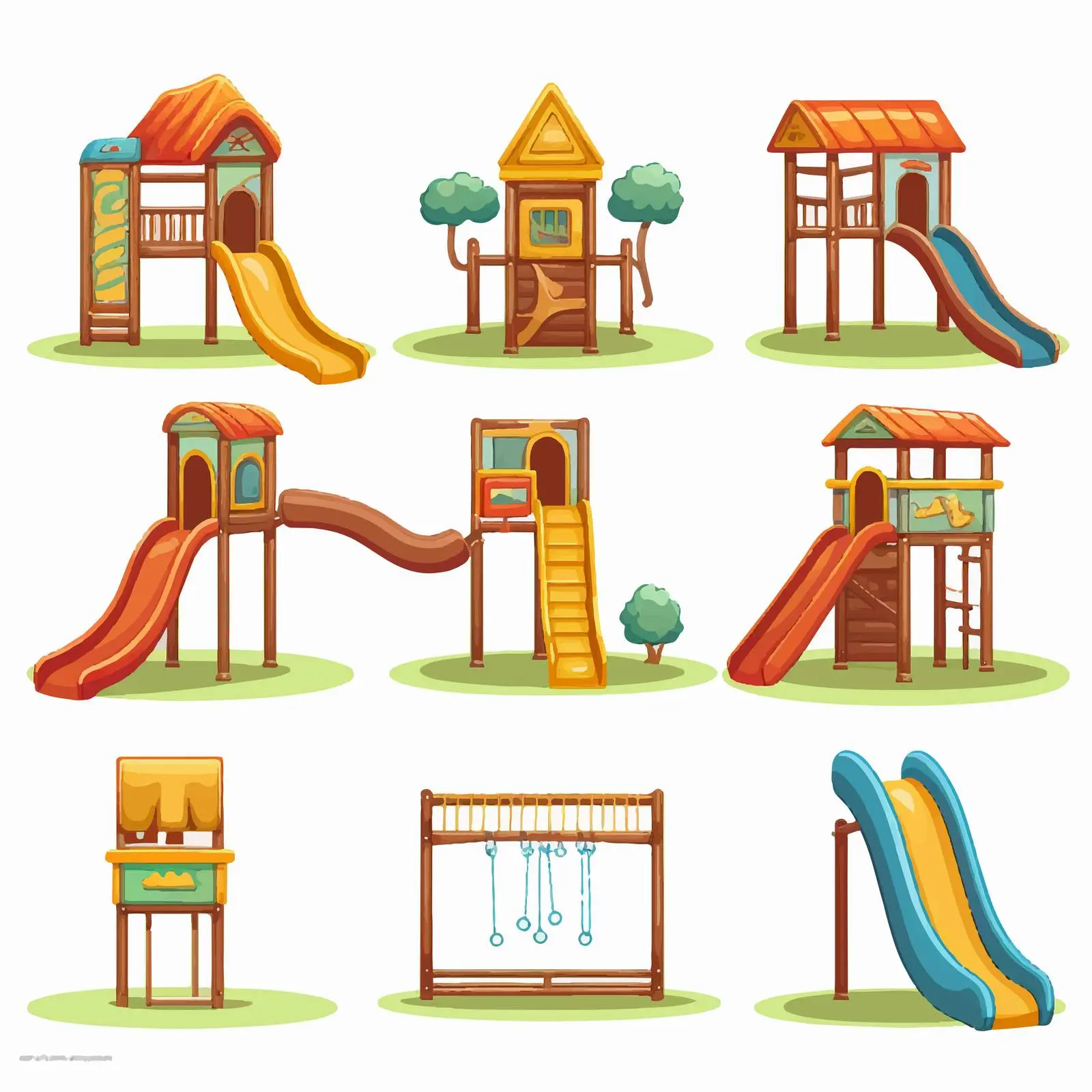 Isolated Play Equipment Cartoon Vector Collection – free play equipment image from Dotvec