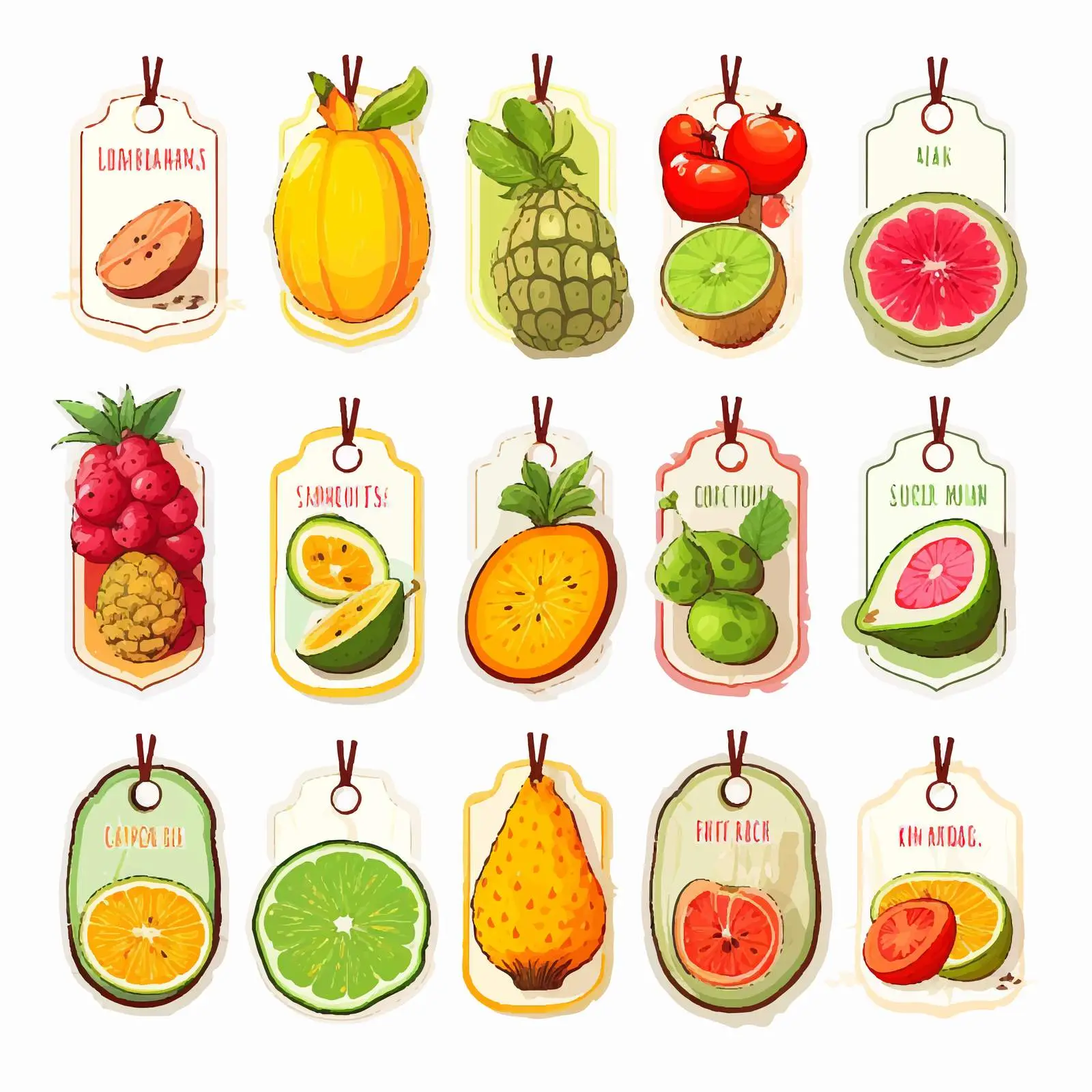 Exotic Fresh Juicy Fruit Labels Collection — free download from Dotvec