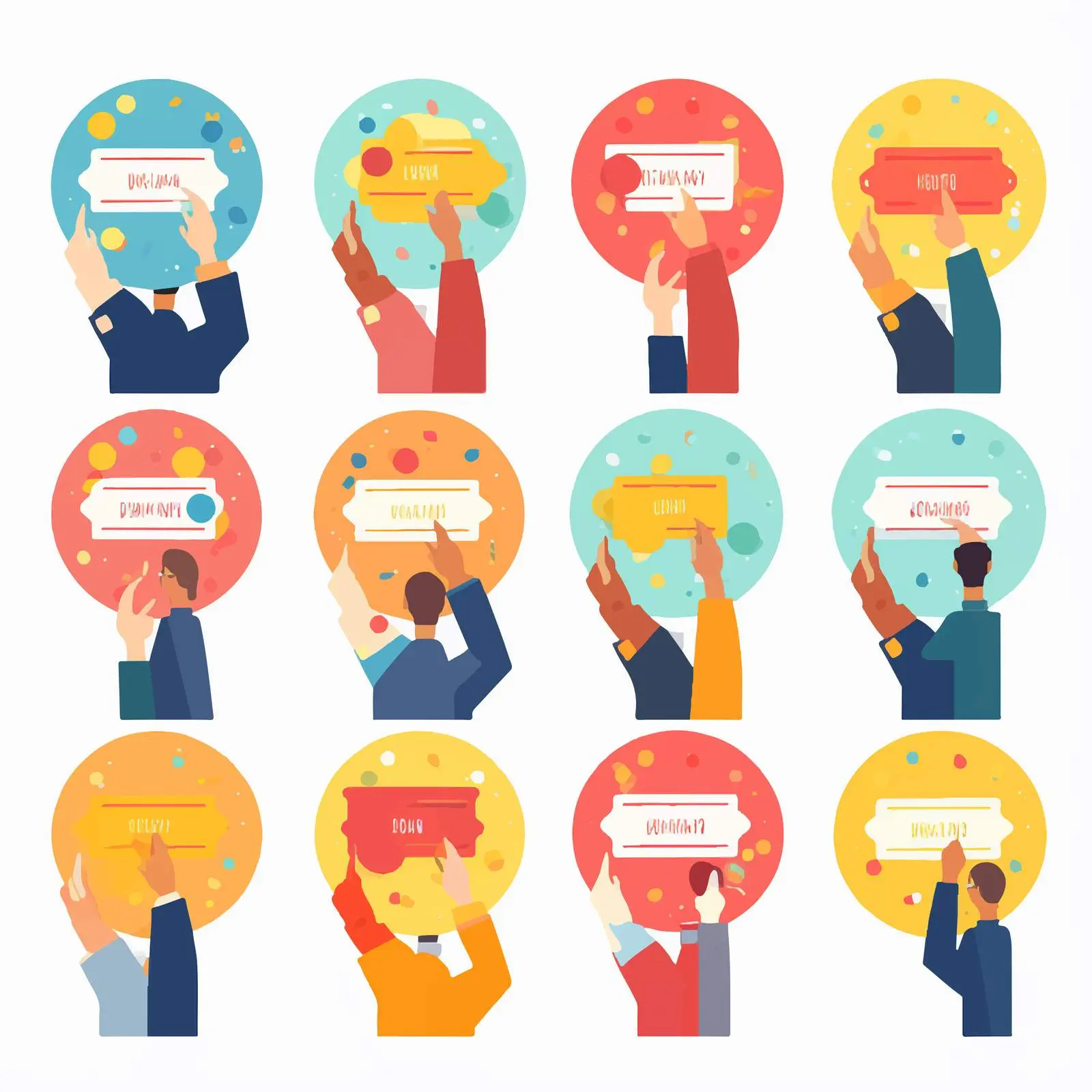 Diverse Hands Holding Round Cards Vector – free card designs image from Dotvec