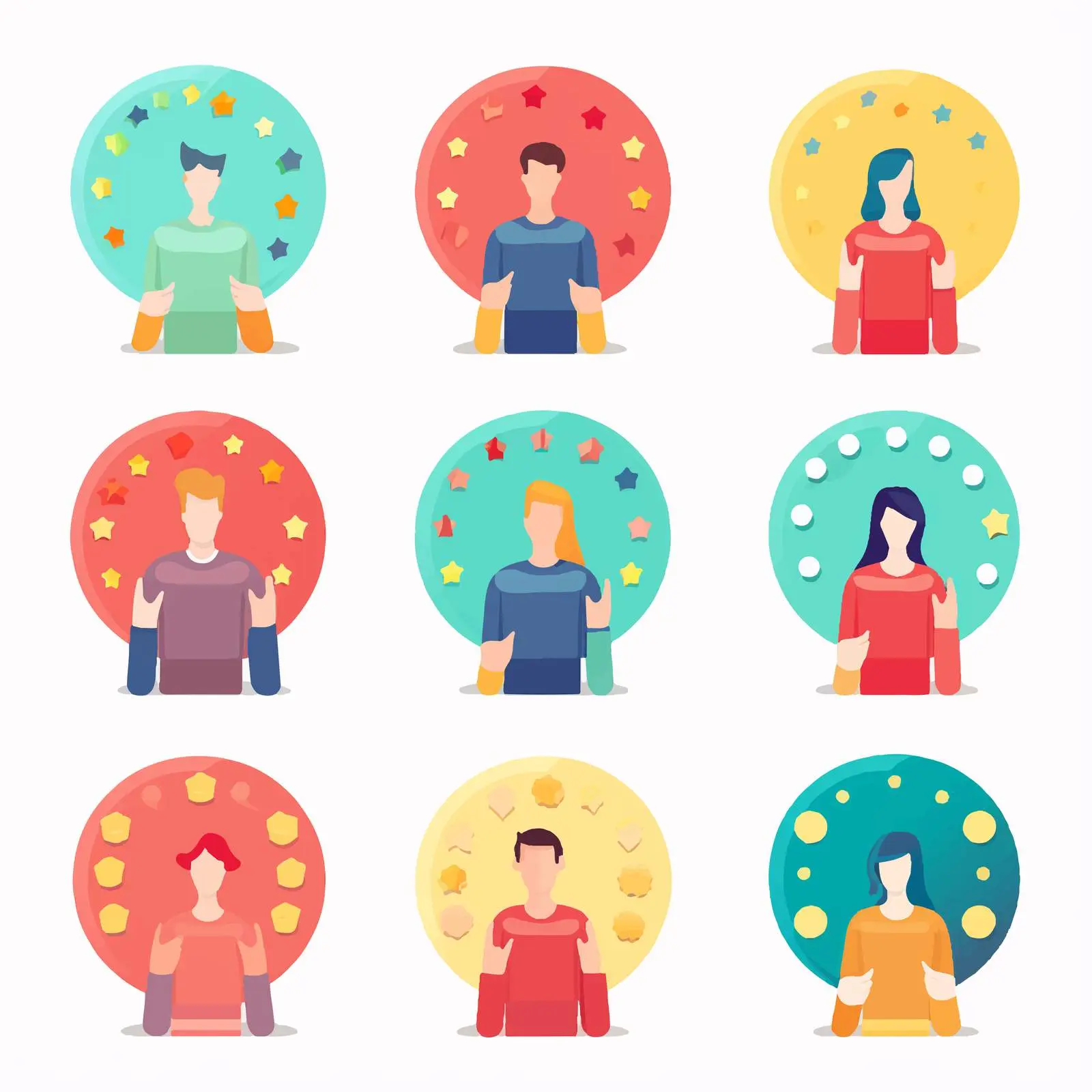 Diverse Hands Holding Round Cards Vectors – free human figures image from Dotvec