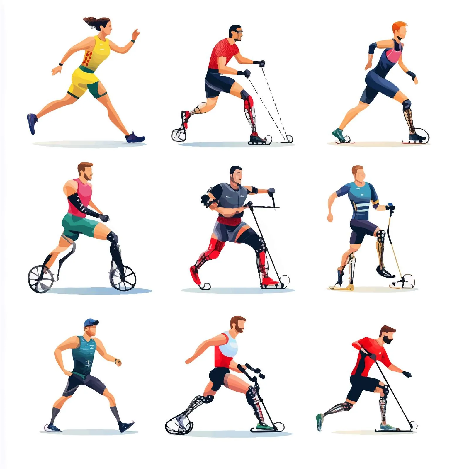Diverse Paralympic Athletes Collection in Vectors – free sports icons image from Dotvec