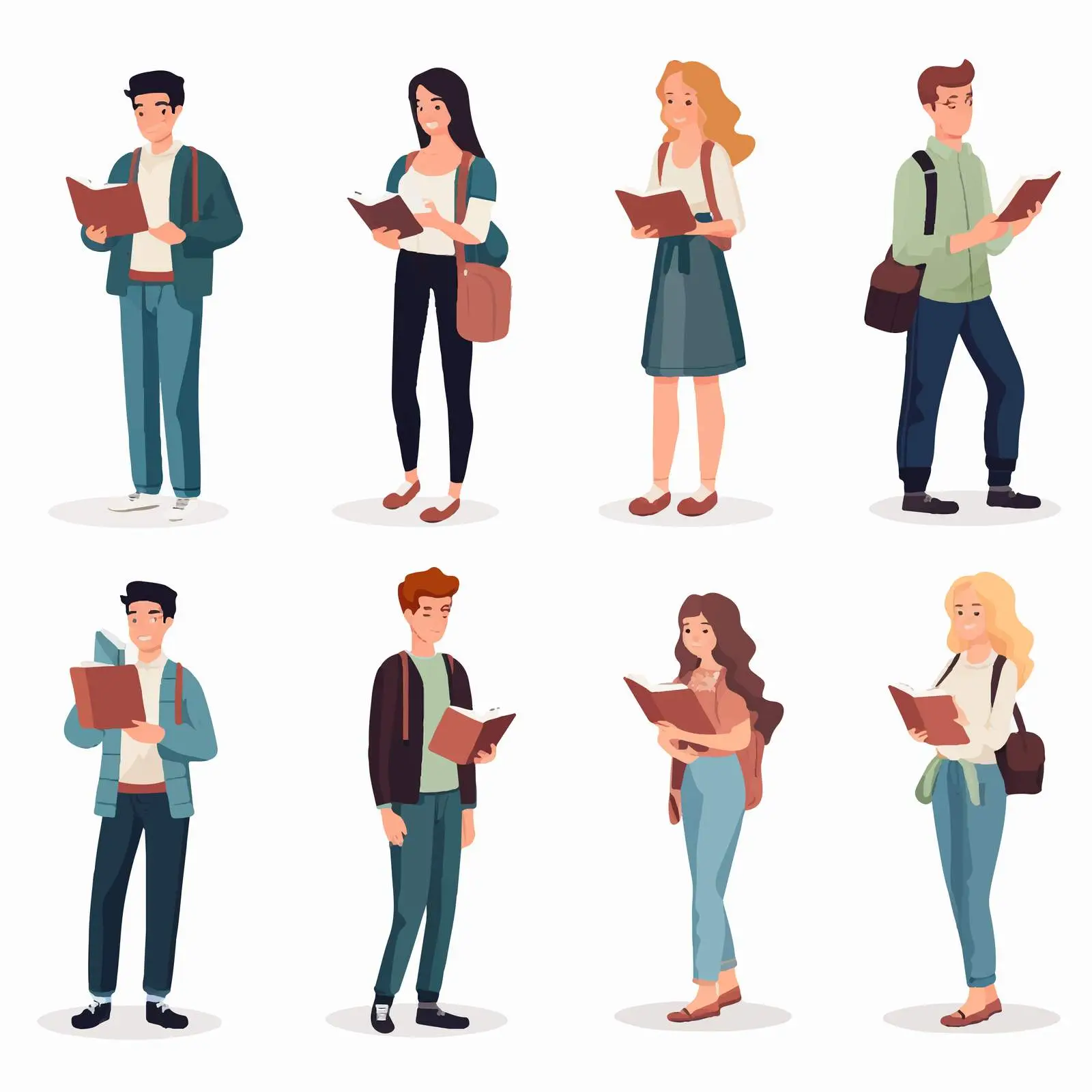 Diverse Students in Modern Clothing Vectors — free download from Dotvec