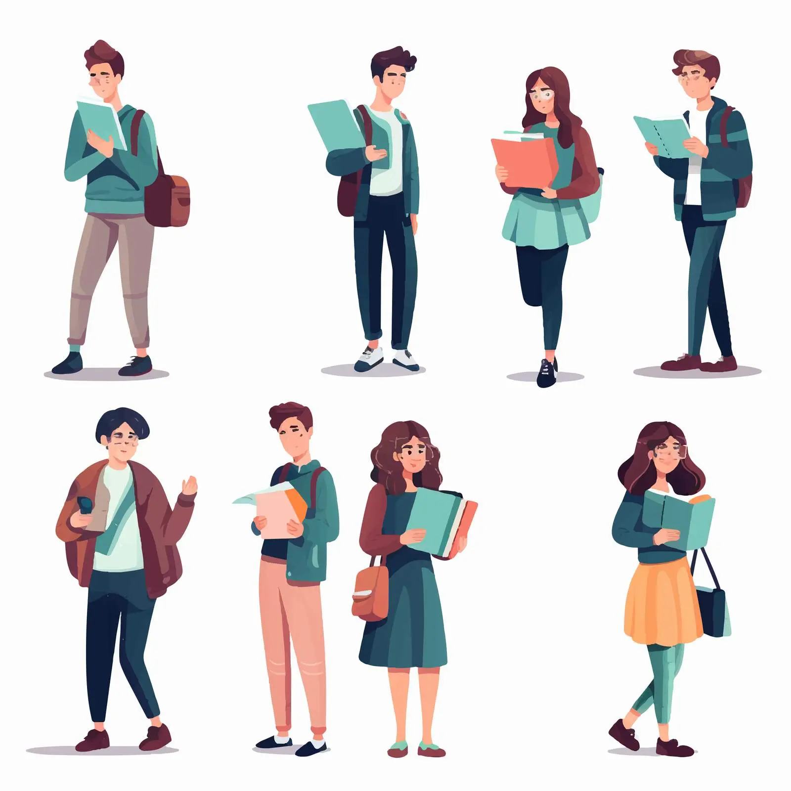 Students in Modern Clothing Vector Art — free download from Dotvec