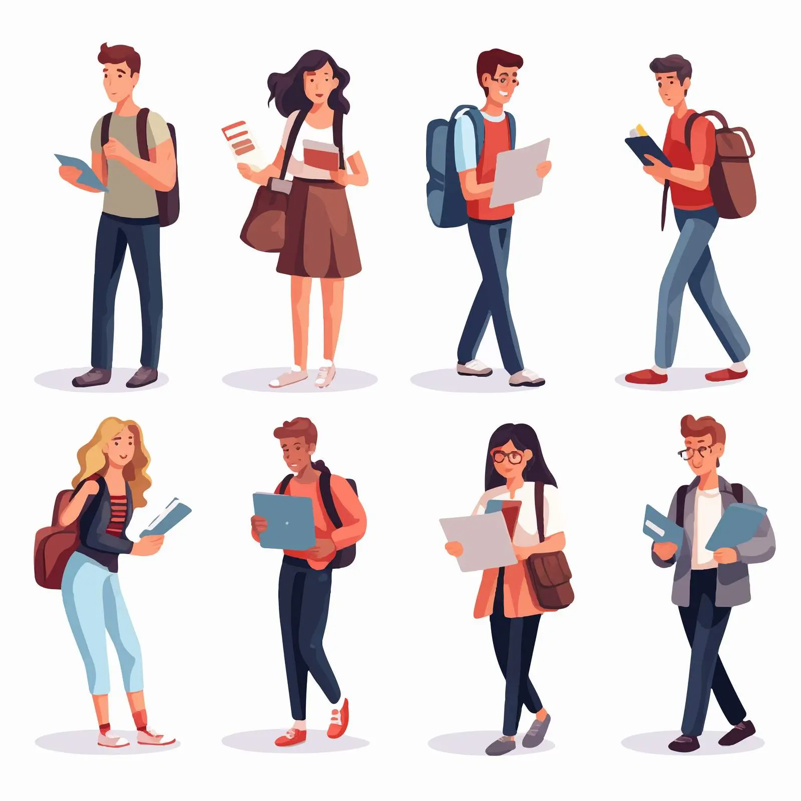 Modern Students in Trendy Clothing Vectors – free friend group image from Dotvec
