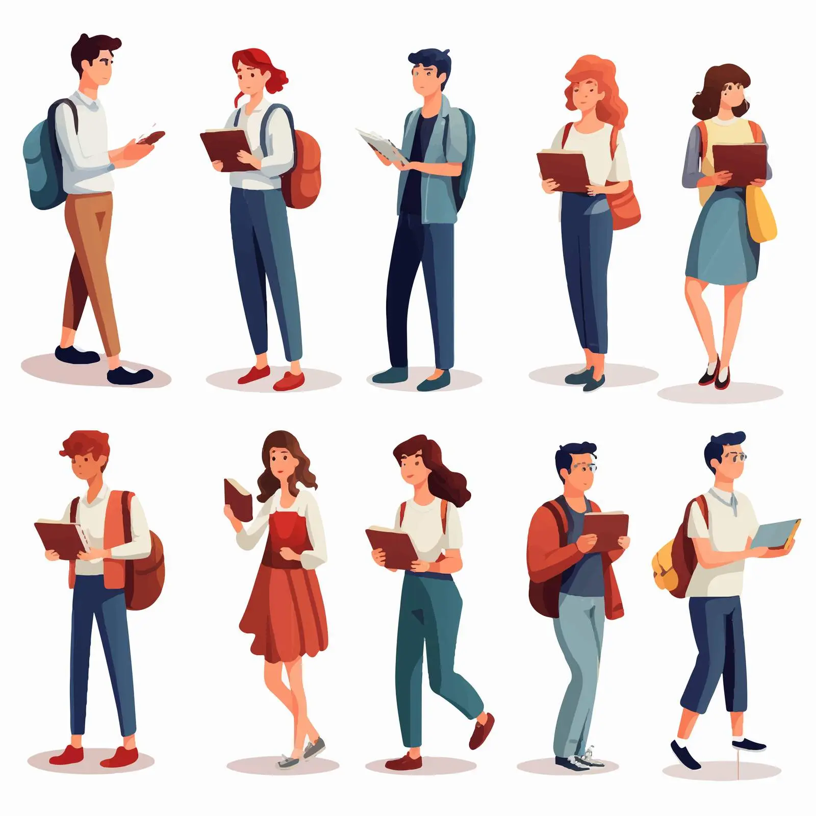 Diverse Students in Modern Clothing Vectors – free uniforms image from Dotvec