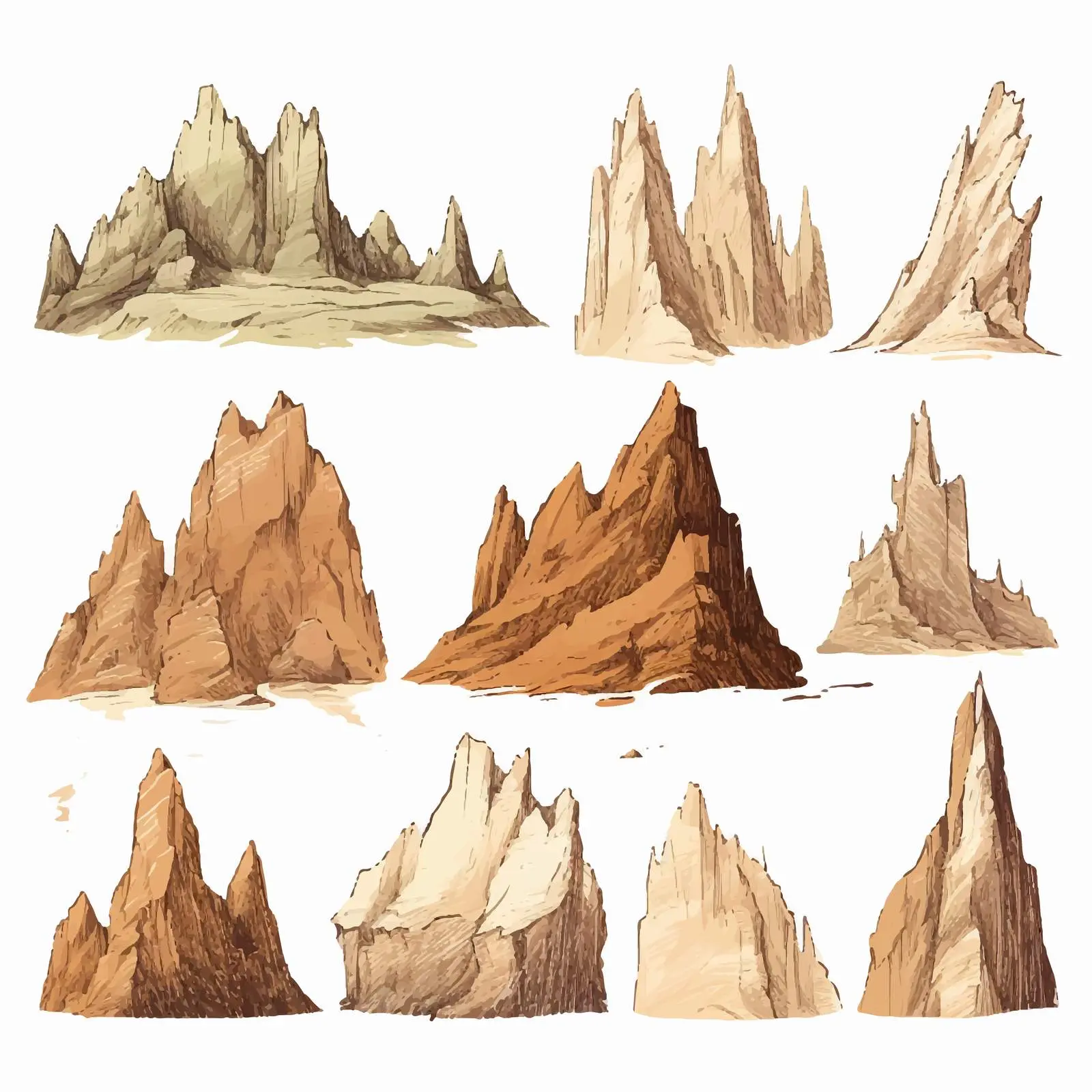 Vintage Hand-Drawn Mountain Collection Vectors — free download from Dotvec