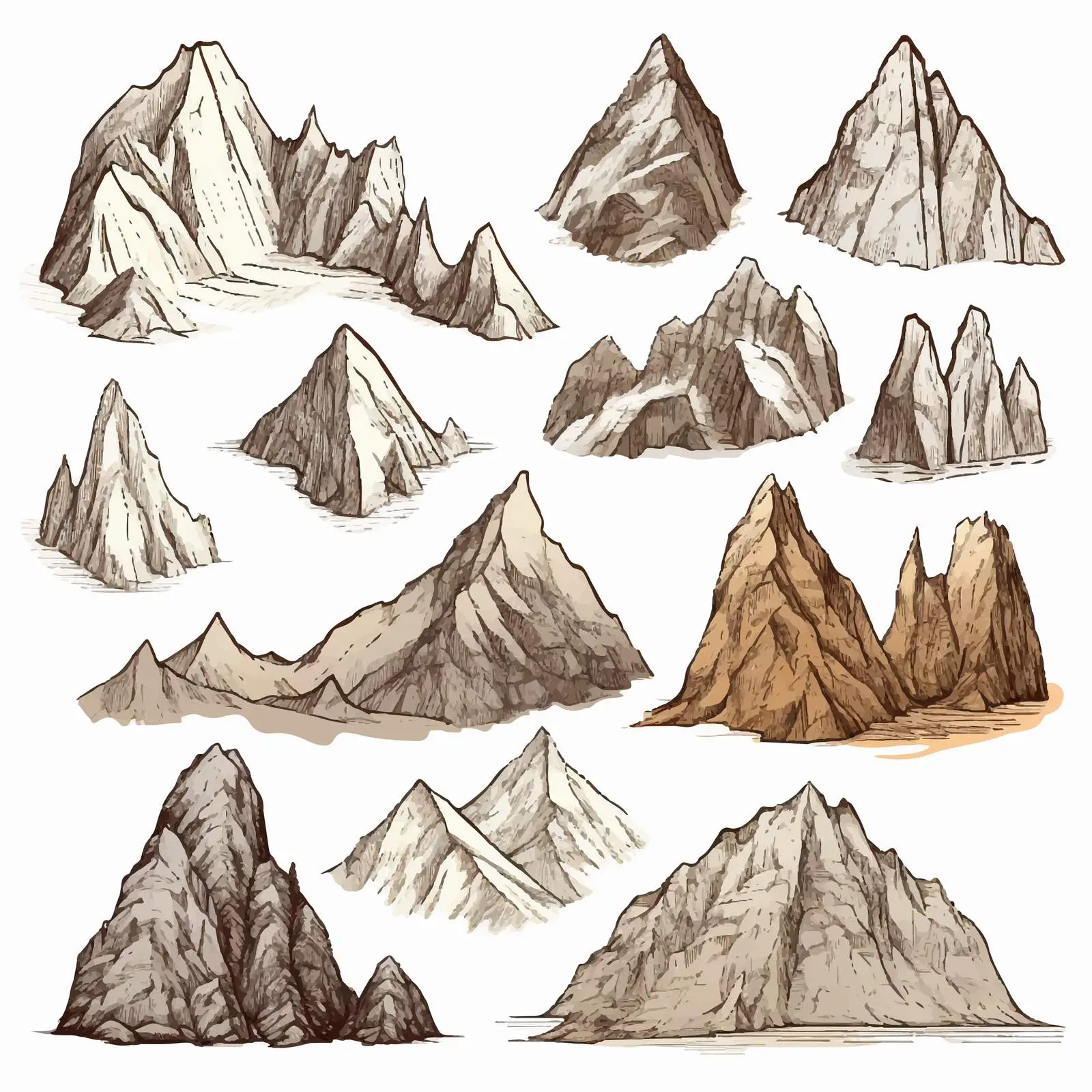 Vintage Hand-Drawn Mountain Collection — free download from Dotvec