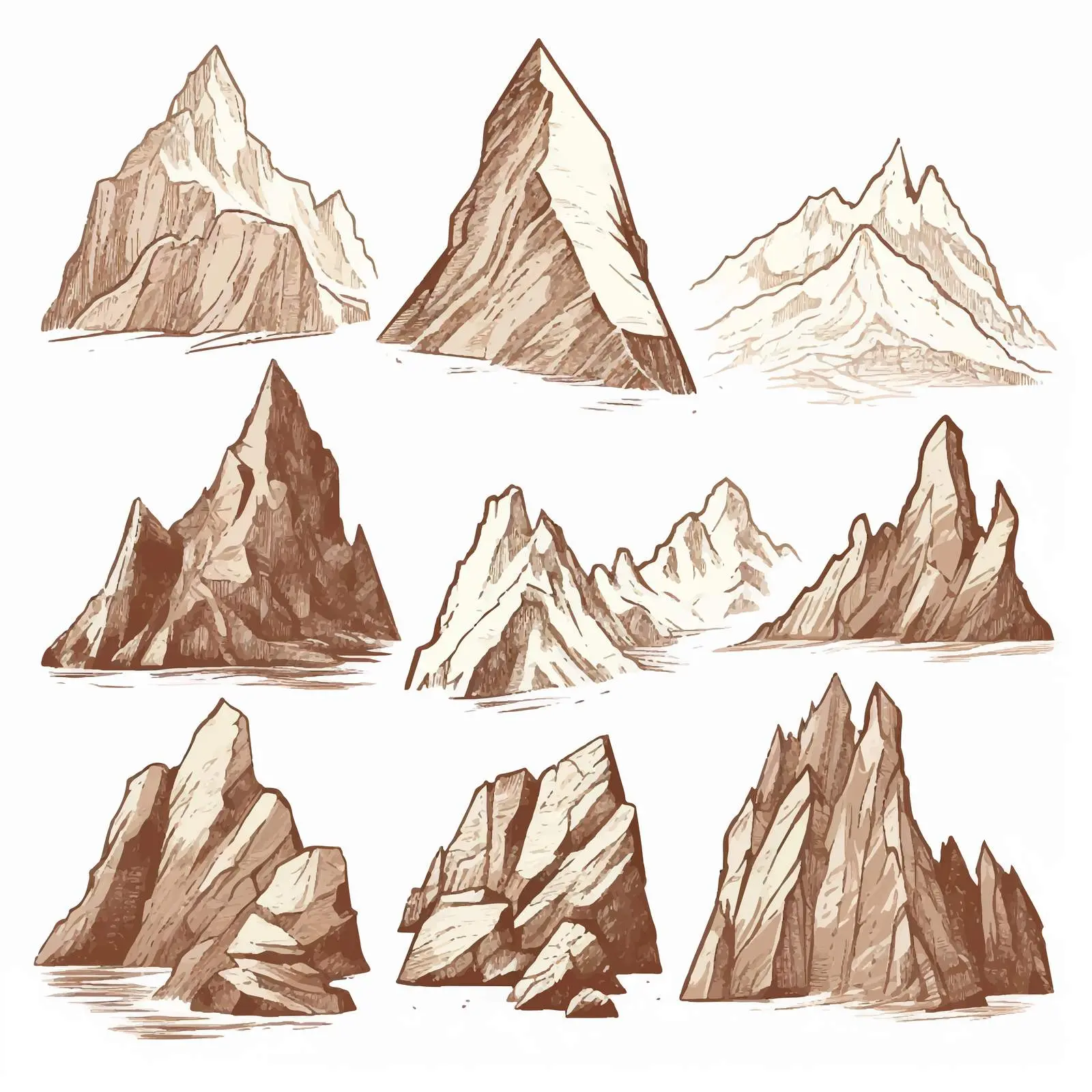 Vintage Hand-Drawn Mountain Vector Collection — free download from Dotvec