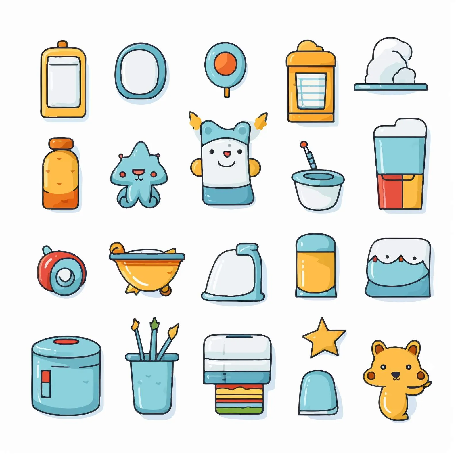 Newborn Baby Care Products Collection on White Background – free diaper image from Dotvec