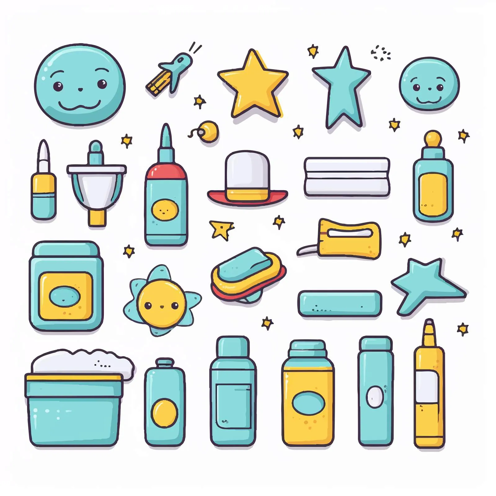 Newborn Baby Care Products Collection on White Background — free download from Dotvec