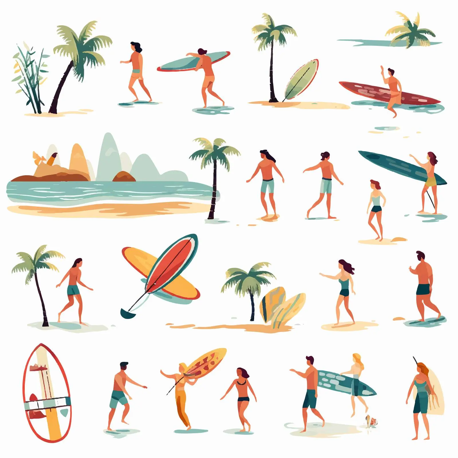 People Enjoying Summer Outdoor Activities Vectors — free download from Dotvec