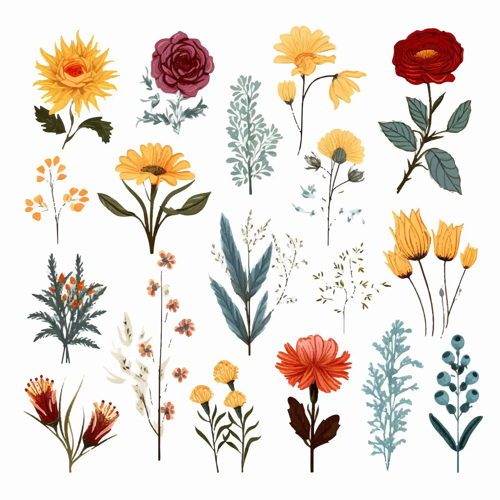 Popular Floristic Flowers and Decorative Plants Collection — free download from Dotvec