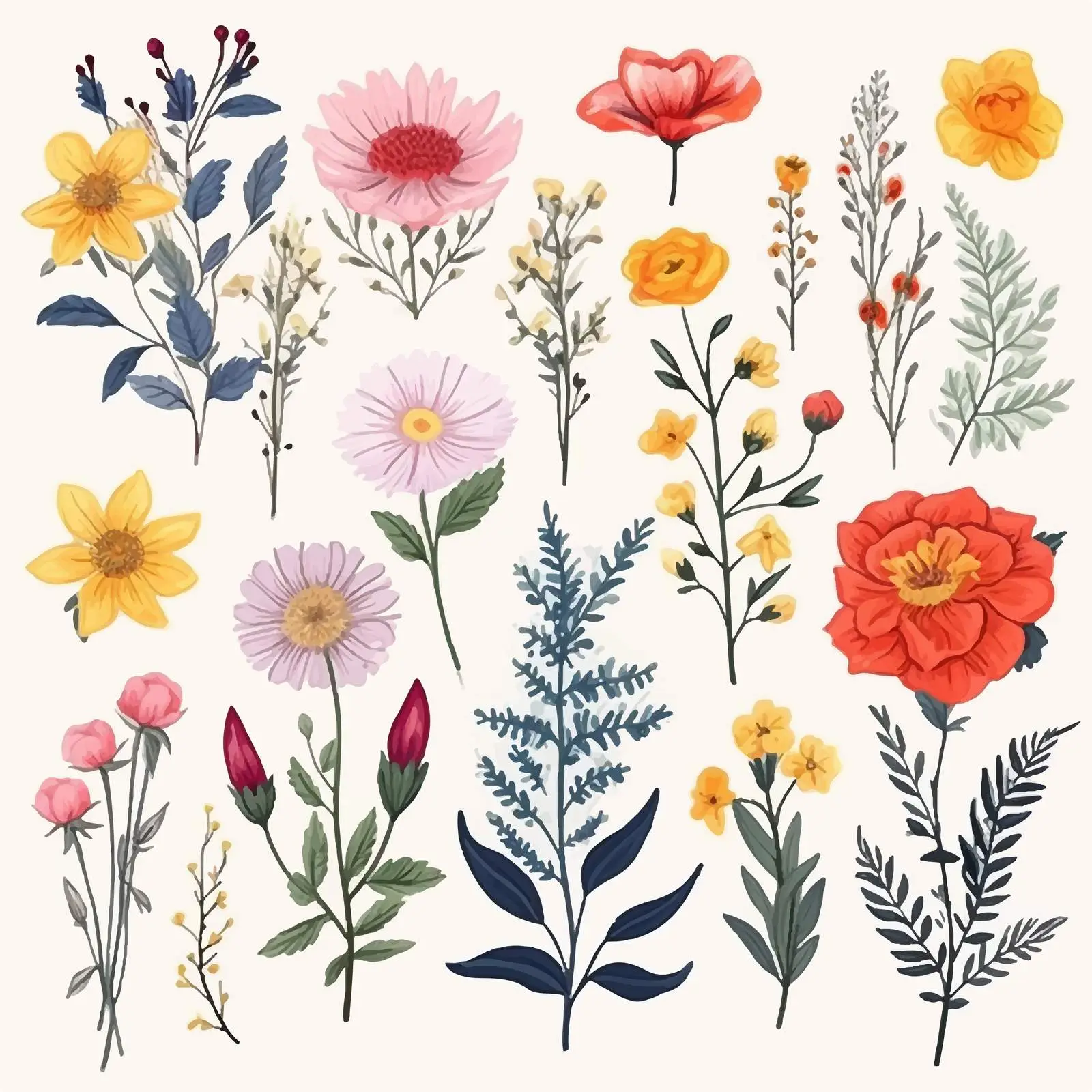 Popular Floristic Flowers and Decorative Plants Collection – free artistic plants image from Dotvec