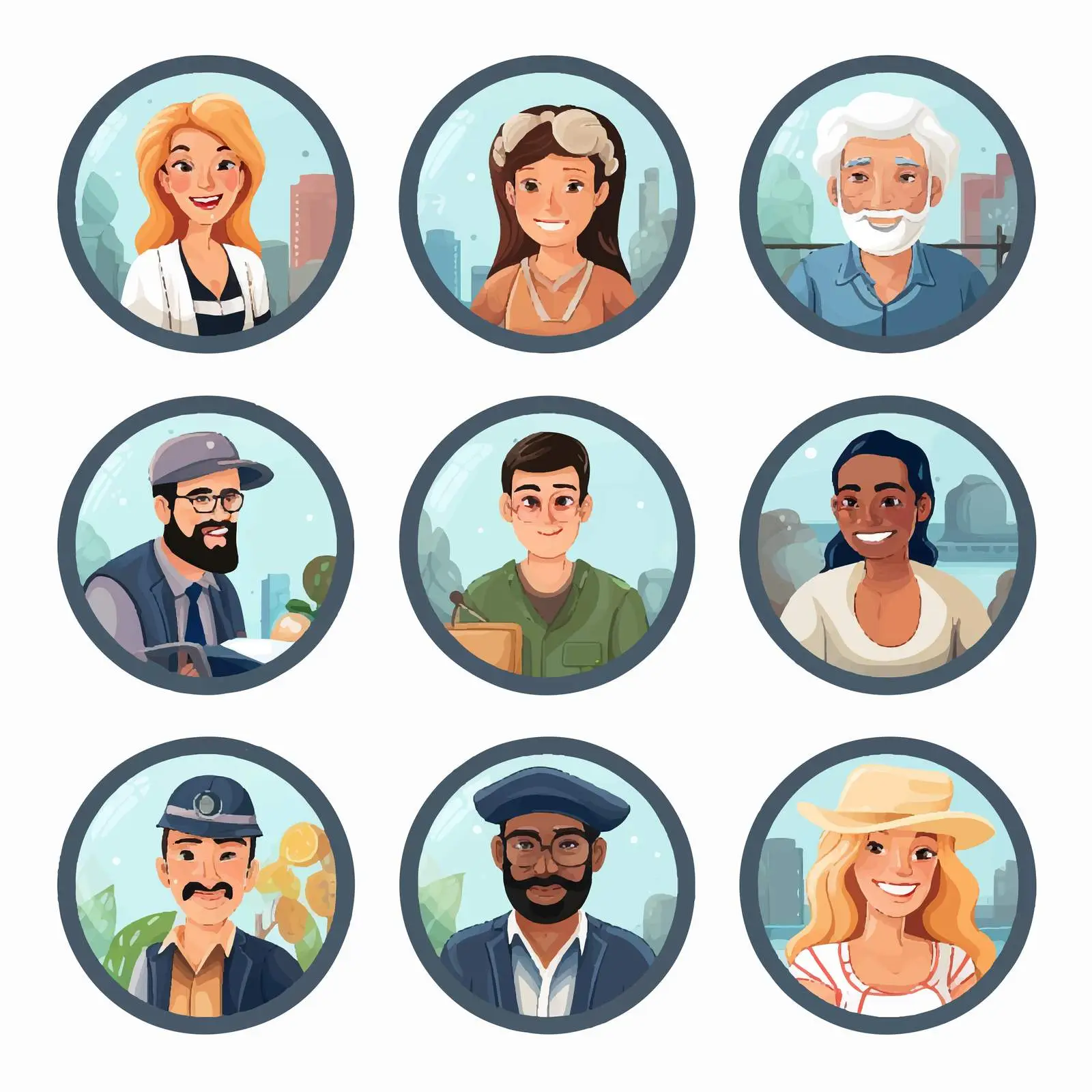 Smiling Professionals Portrait Vectors Collection — free download from Dotvec