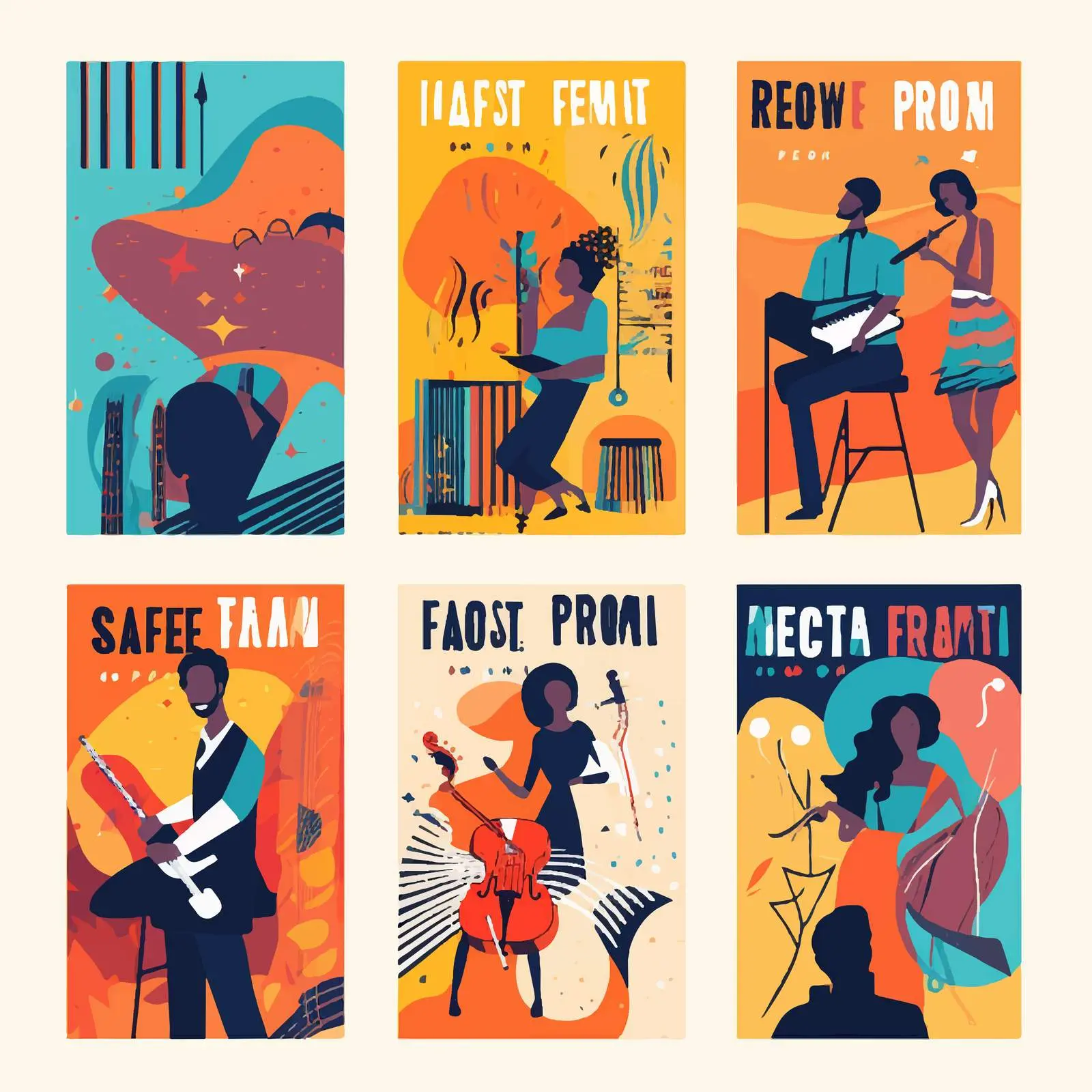 Jazz Music Poster and Flyer Templates Collection — free download from Dotvec