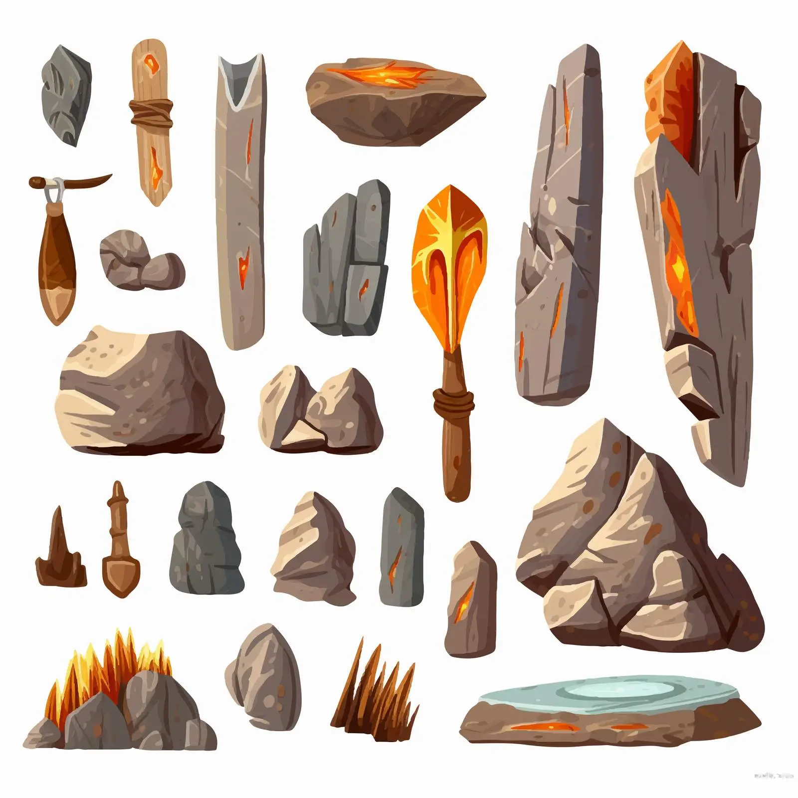 Prehistoric Stone Tools and Rock Weapons Collection — free download from Dotvec