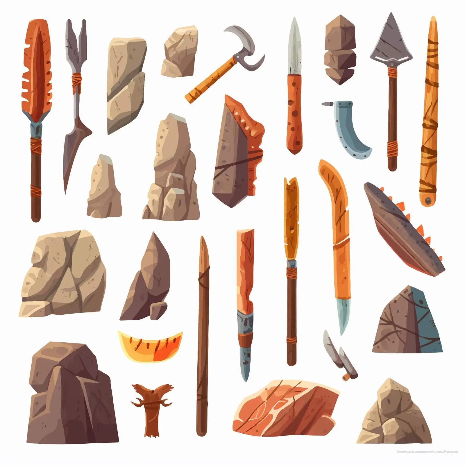 Prehistoric Stone Tools and Rock Weapons Collection — free download from Dotvec
