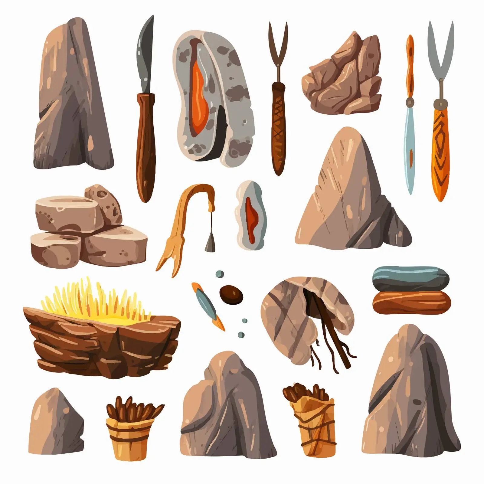 Prehistoric Stone Tools and Rock Weapons Collection — free download from Dotvec
