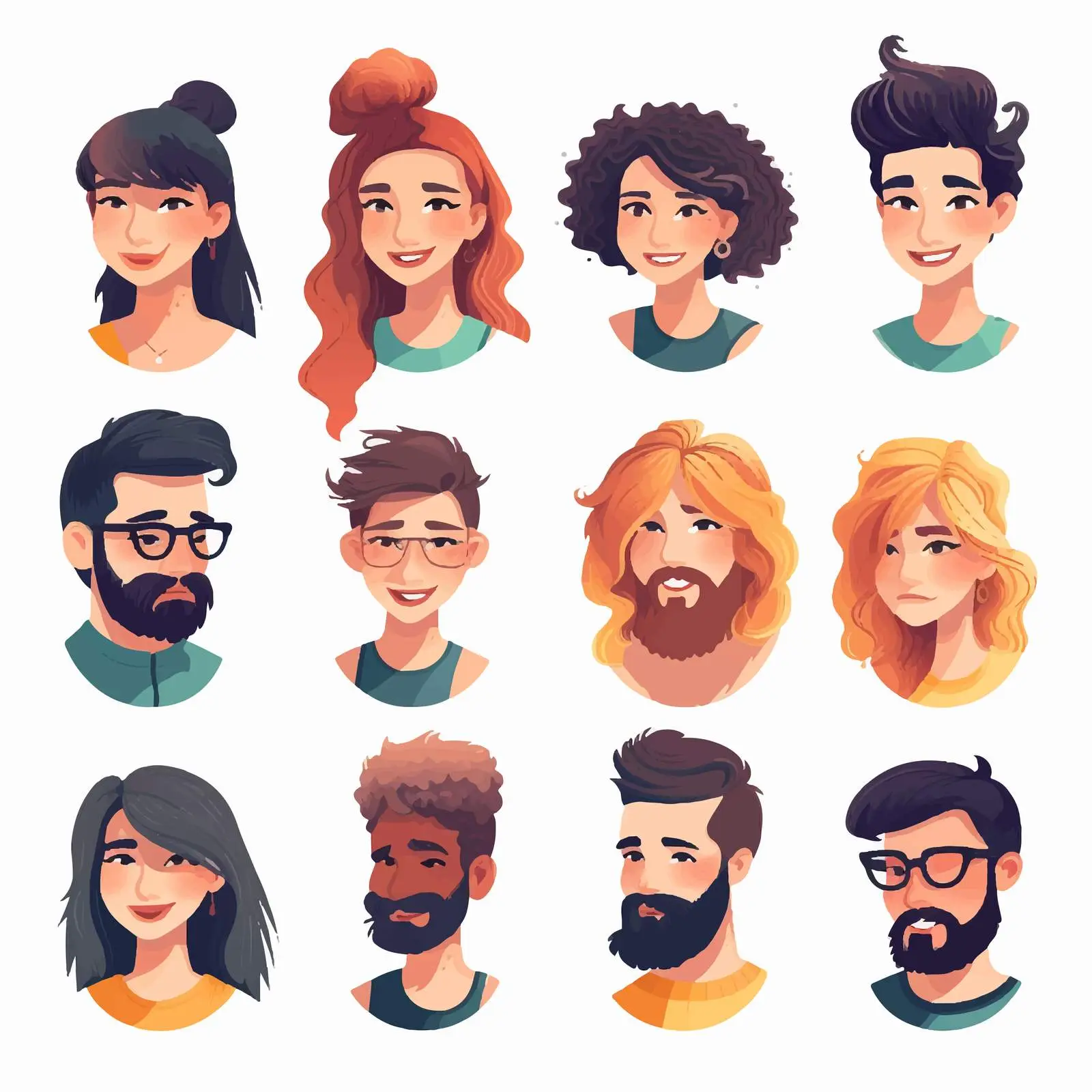 Collection of Male and Female Profile Portraits — free download from Dotvec