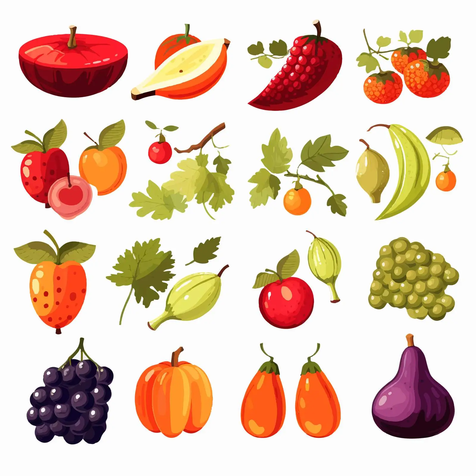 Fresh Harvested Vegetables, Fruits, and Berries Collection — free download from Dotvec