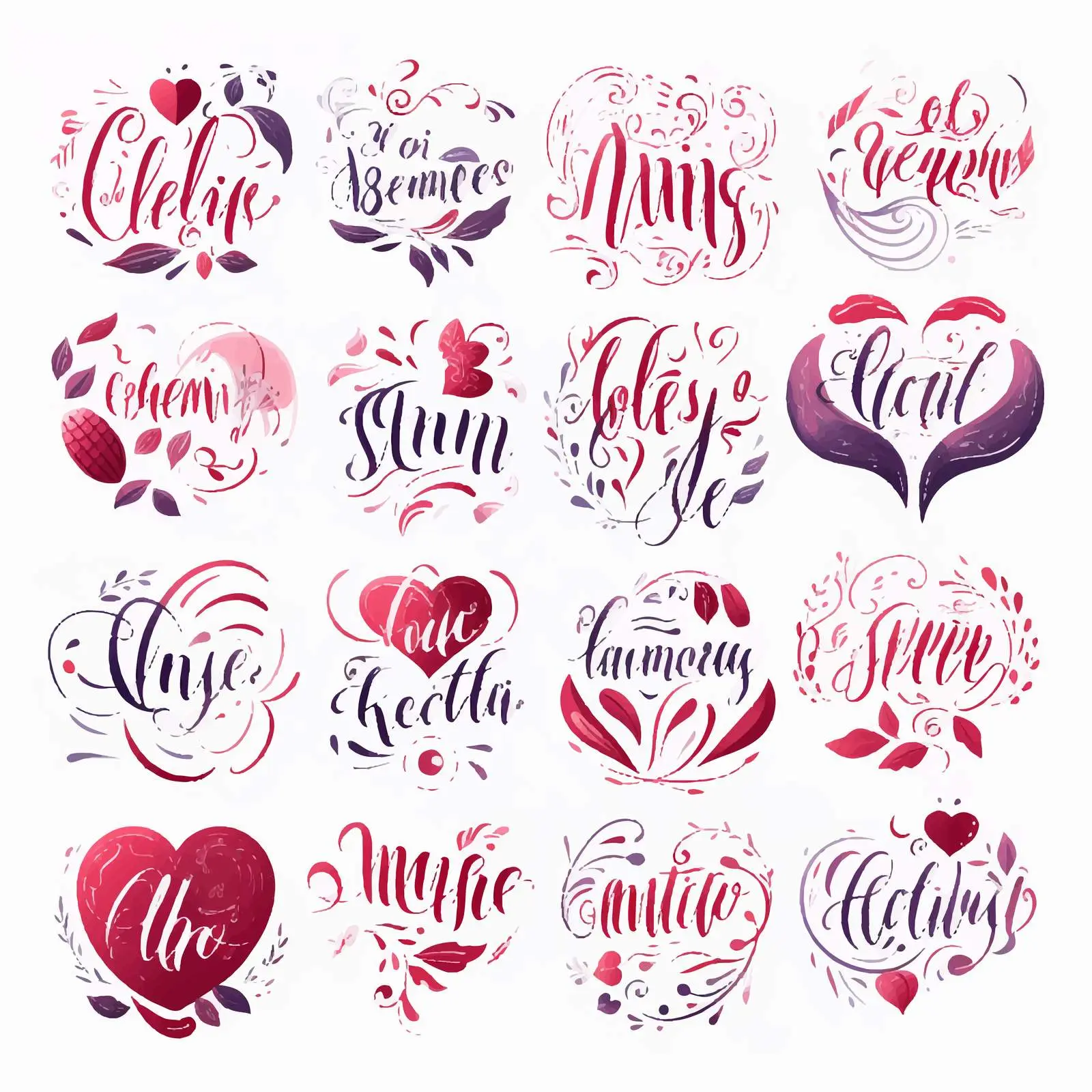 Elegant Romantic Inscriptions Vector Collection — free download from Dotvec