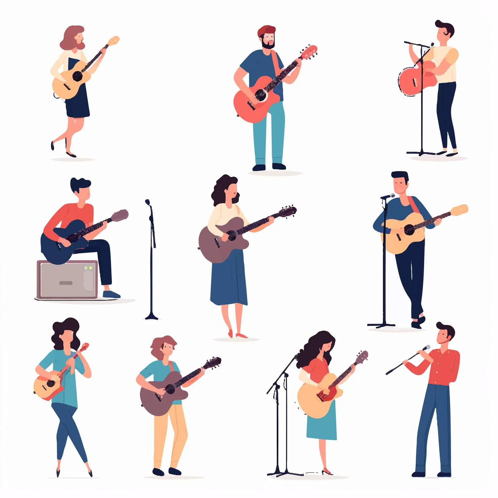 Singers and Musicians with Microphones Vector Art — free download from Dotvec