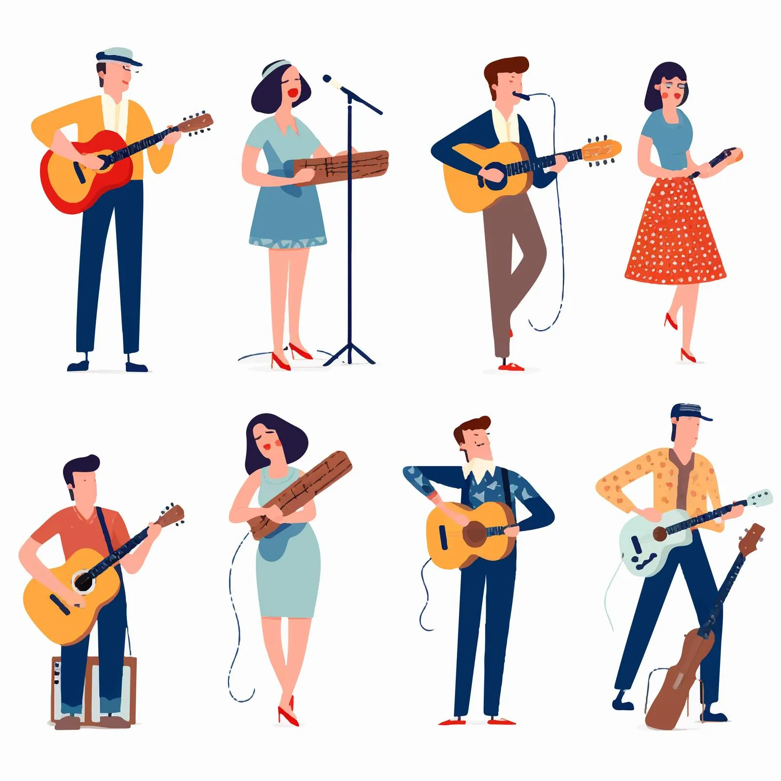 Singers and Musicians with Microphones Vectors – free recording image from Dotvec